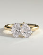 Yellow :: Zorentia 1.5ct pear and 1.5ct oval toi et moi lab grown diamond engagement ring IGI certified yellow gold