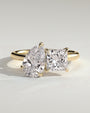 Yellow :: Velserae pear and princess toi et moi lab grown diamond engagement ring IGI certified yellow gold