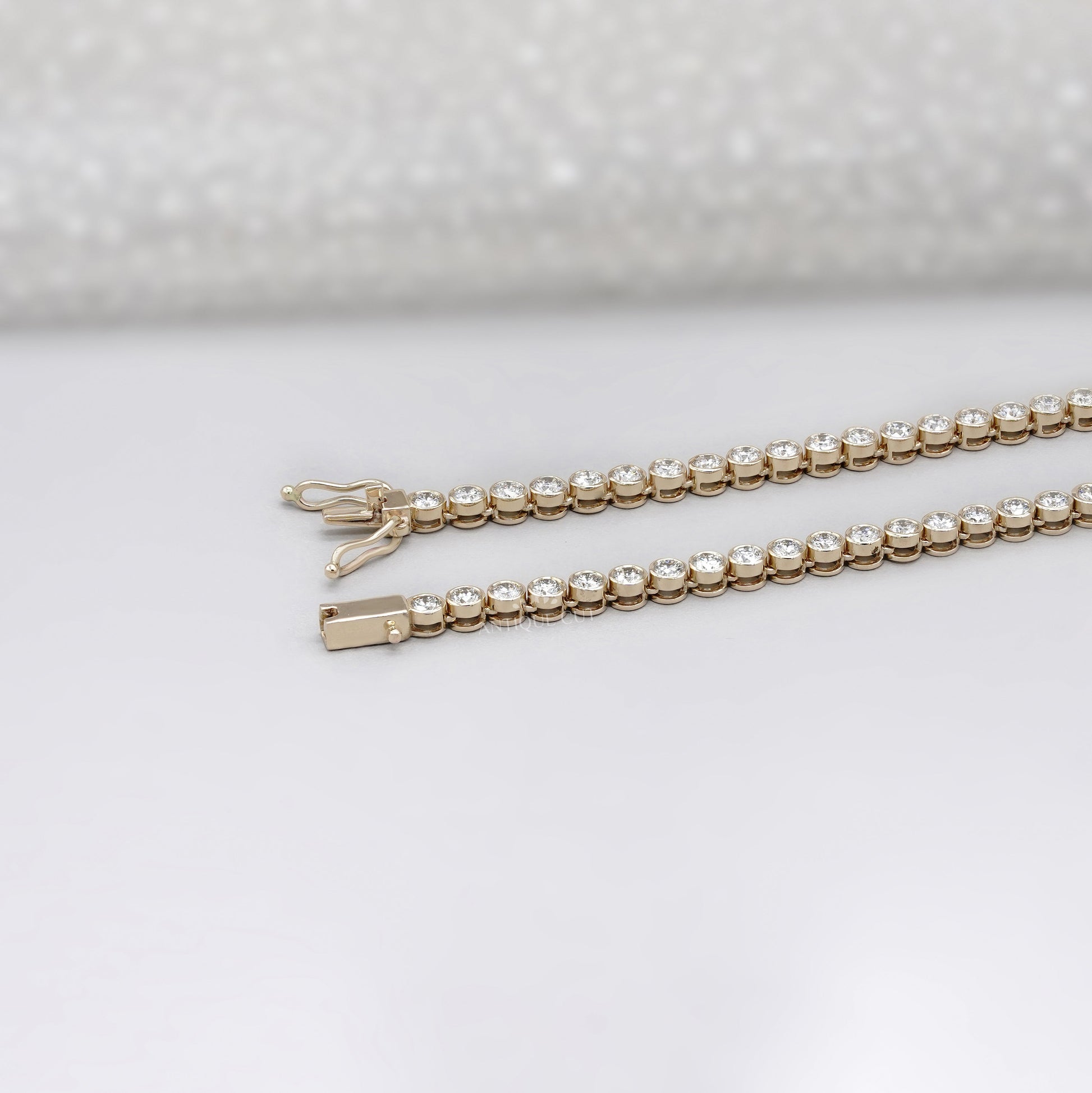 7.6ct Lab Grown Diamond Bezel Tennis Necklace | D-E-F Color, VVS–VS Clarity | 14K Yellow Gold | IGI Certified