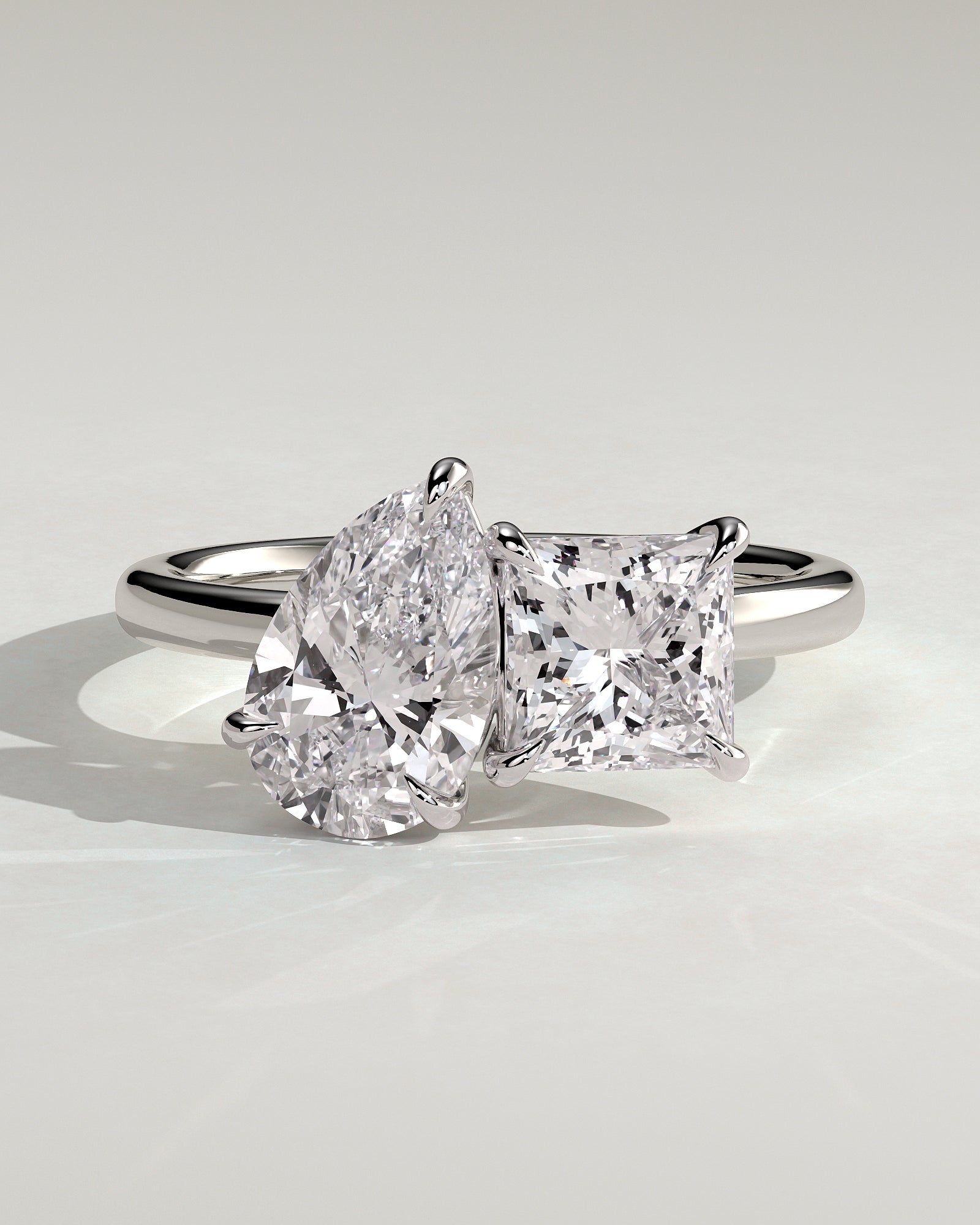 White :: Velserae pear and princess toi et moi lab grown diamond engagement ring IGI certified white gold