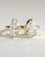 Yellow :: Velentora 1.15ct marquise and 1.65ct pear toi et moi lab grown diamond engagement ring IGI certified yellow gold