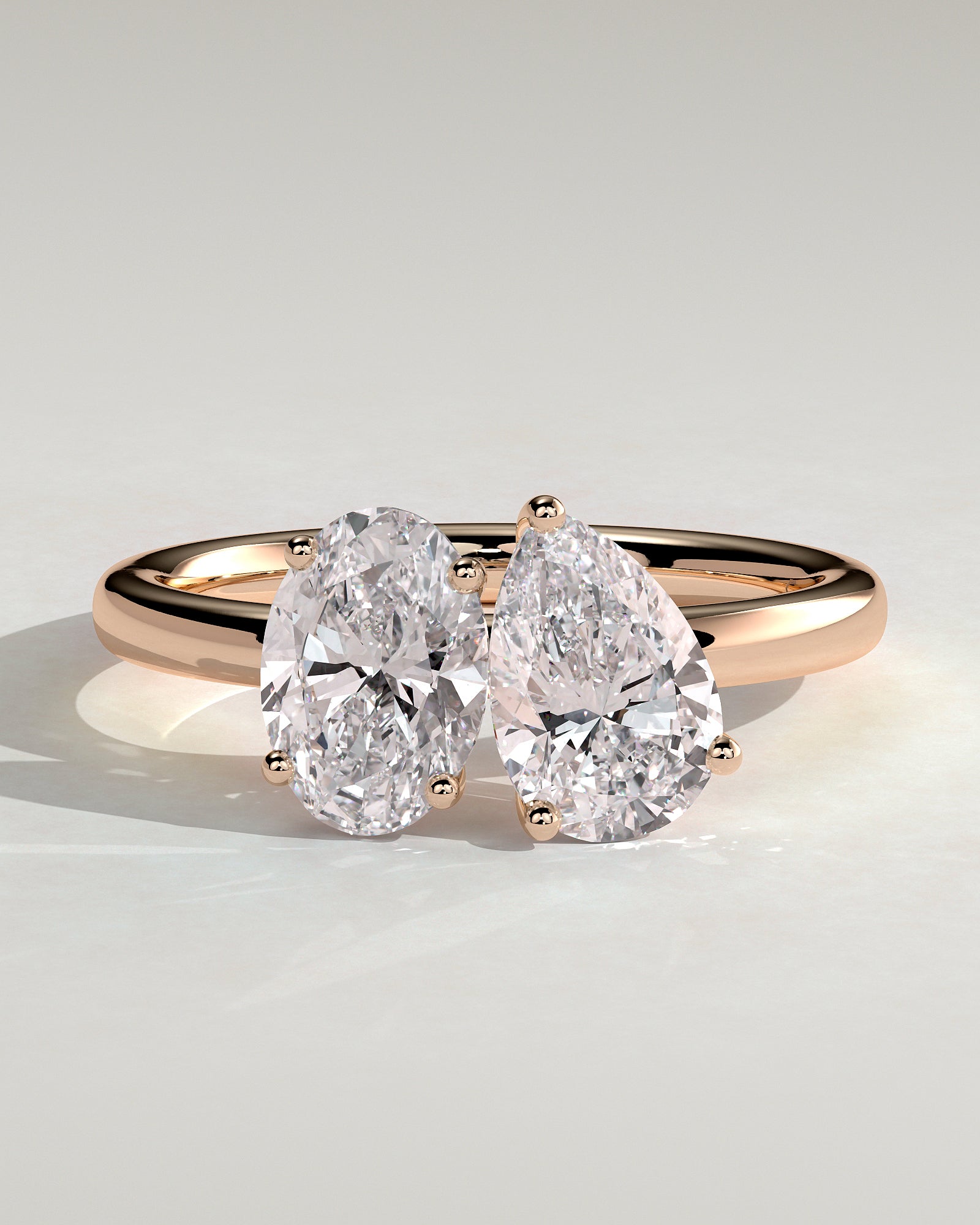 Rose :: Zorentia 1.5ct pear and 1.5ct oval toi et moi lab grown diamond engagement ring IGI certified rose gold