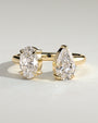 Yellow :: Noriquea oval and pear toi et moi lab grown diamond engagement ring IGI certified yellow gold