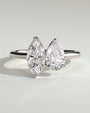 White :: Lunvique 1.8ct pear and 1.5ct marquise toi et moi lab grown diamond engagement ring IGI certified white gold