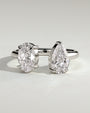 White :: Noriquea oval and pear toi et moi lab grown diamond engagement ring IGI certified white gold