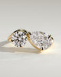 Yellow :: Oraventa round and pear toi et moi lab grown diamond engagement ring IGI certified yellow gold