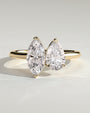 Yellow :: Lunvique 1.8ct pear and 1.5ct marquise toi et moi lab grown diamond engagement ring IGI certified yellow gold