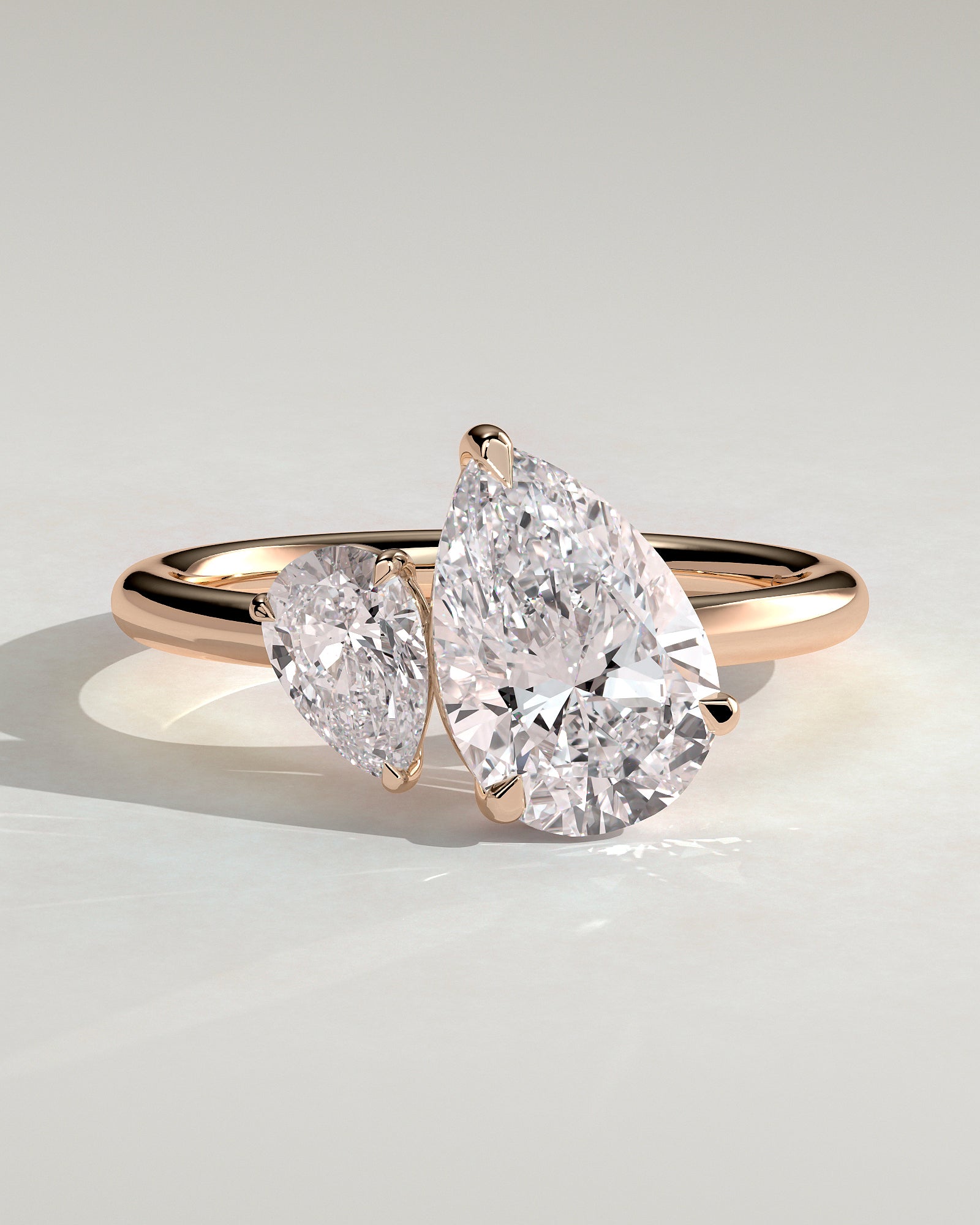 Rose :: Serentique 0.5ct and 1.25ct pear toi et moi lab grown diamond engagement ring IGI certified rose gold