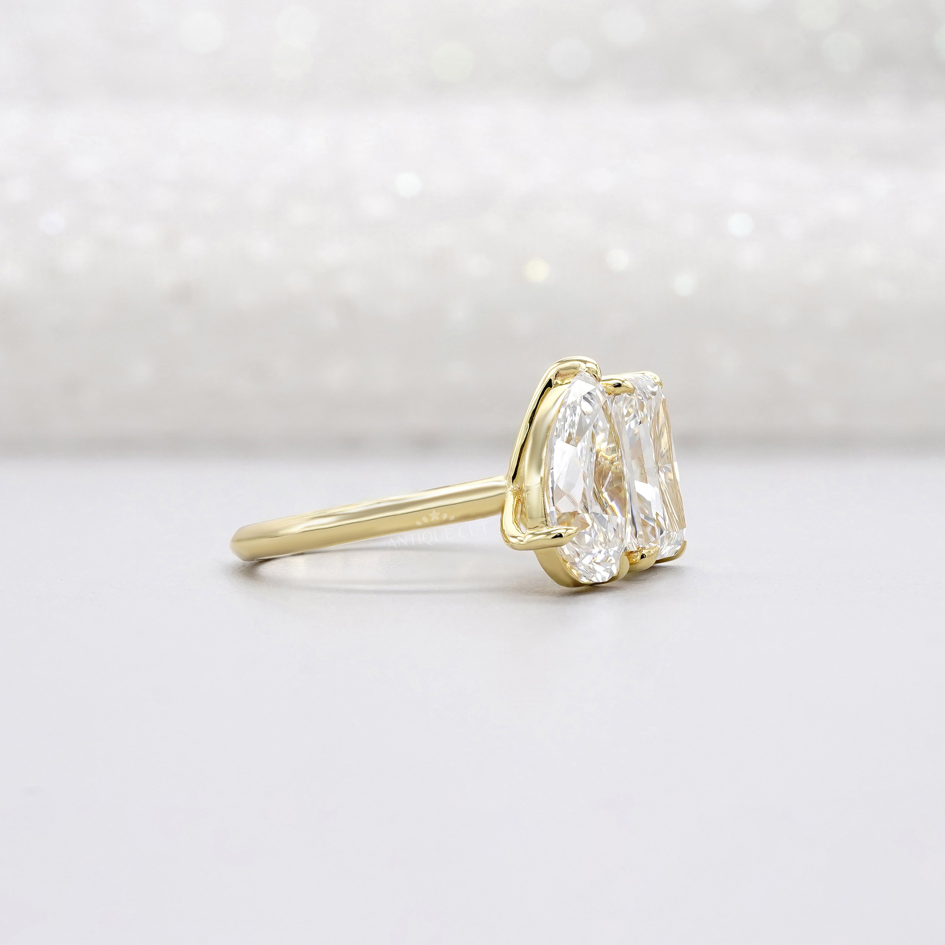 Pear & Radiant 5.30tcw Lab Grown Diamond Toi et Moi Engagement Ring | Yellow Gold | IGI Certified