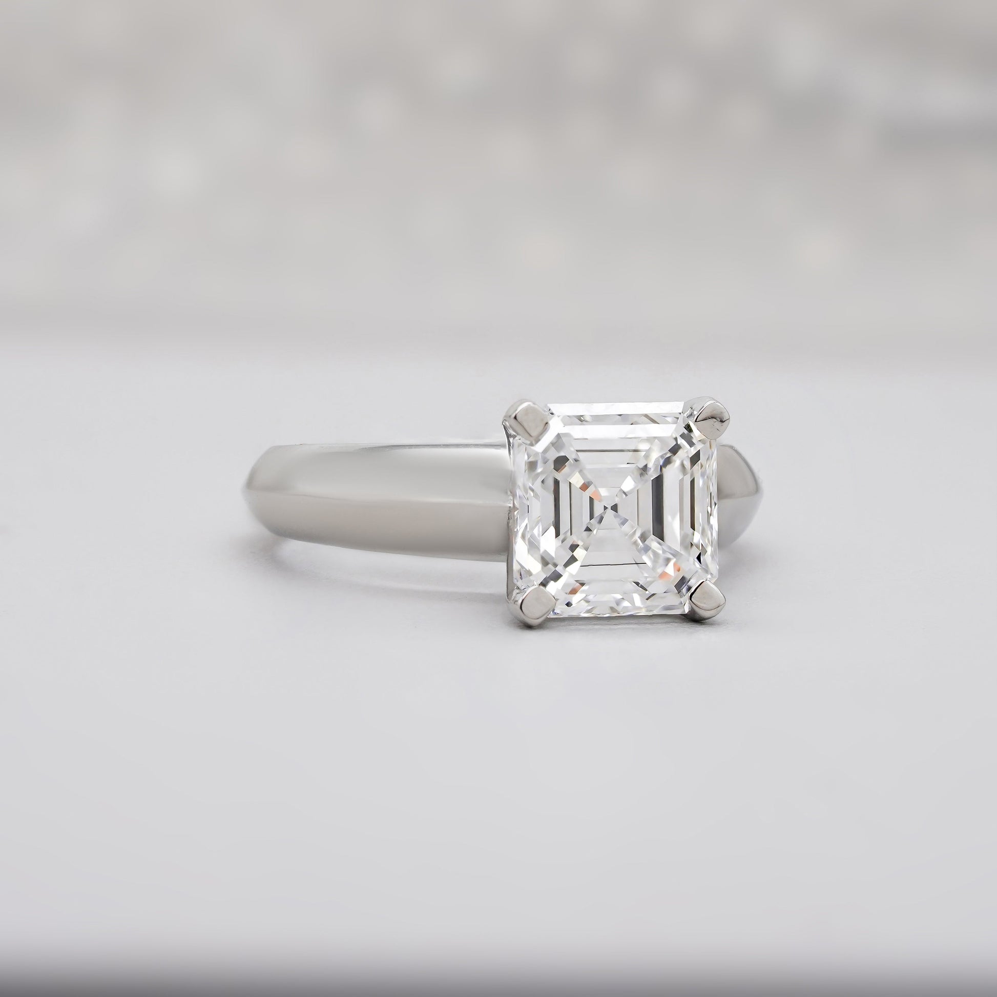 Asscher 2.00ct Lab Grown Diamond Engagement Ring | Halo Pave Setting | IGI Certified | White Gold | D-E-F Color | VVS-VS Clarity
