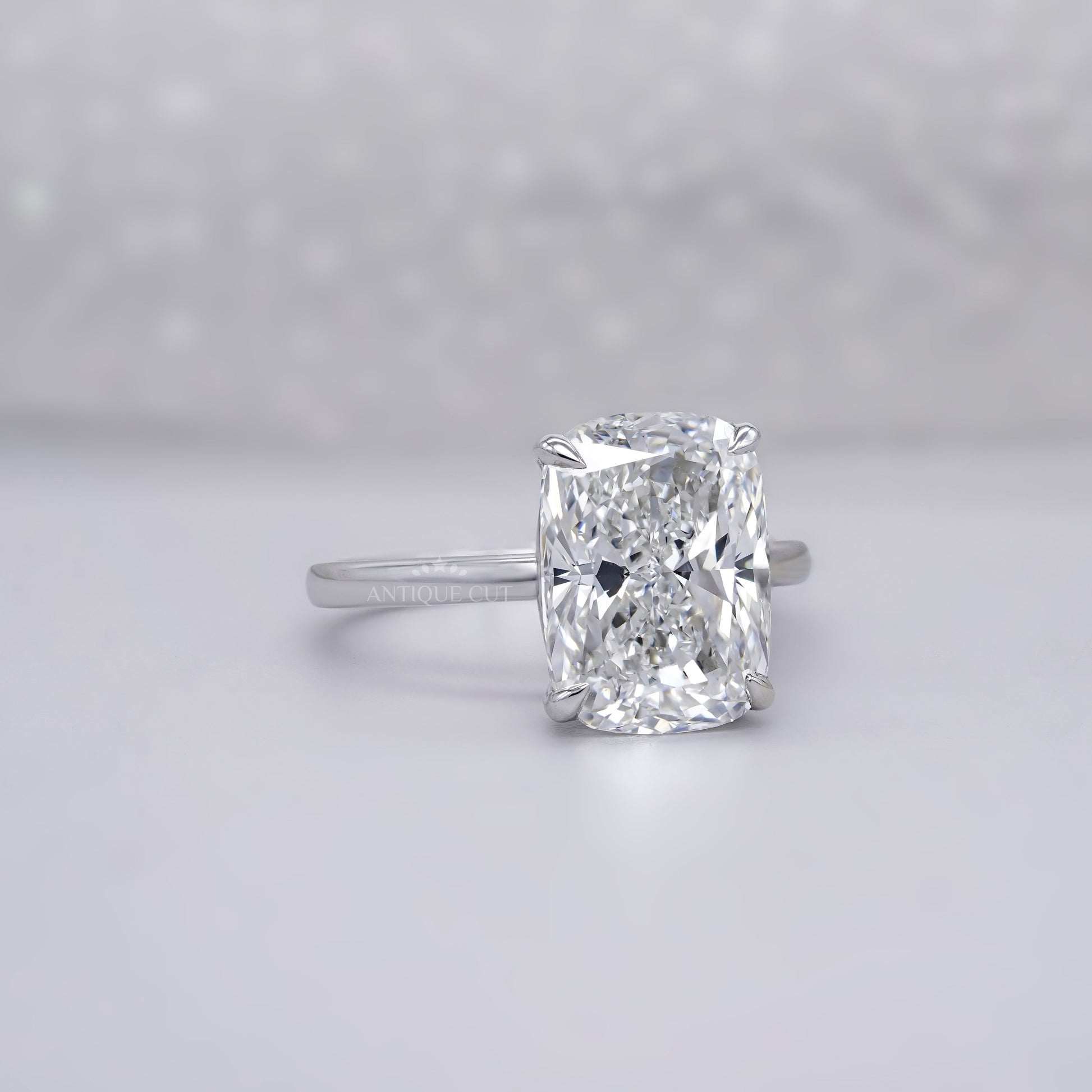 Elongated Cushion 7.00ct Lab Grown Diamond Solitaire Ring in White Gold | IGI Certified