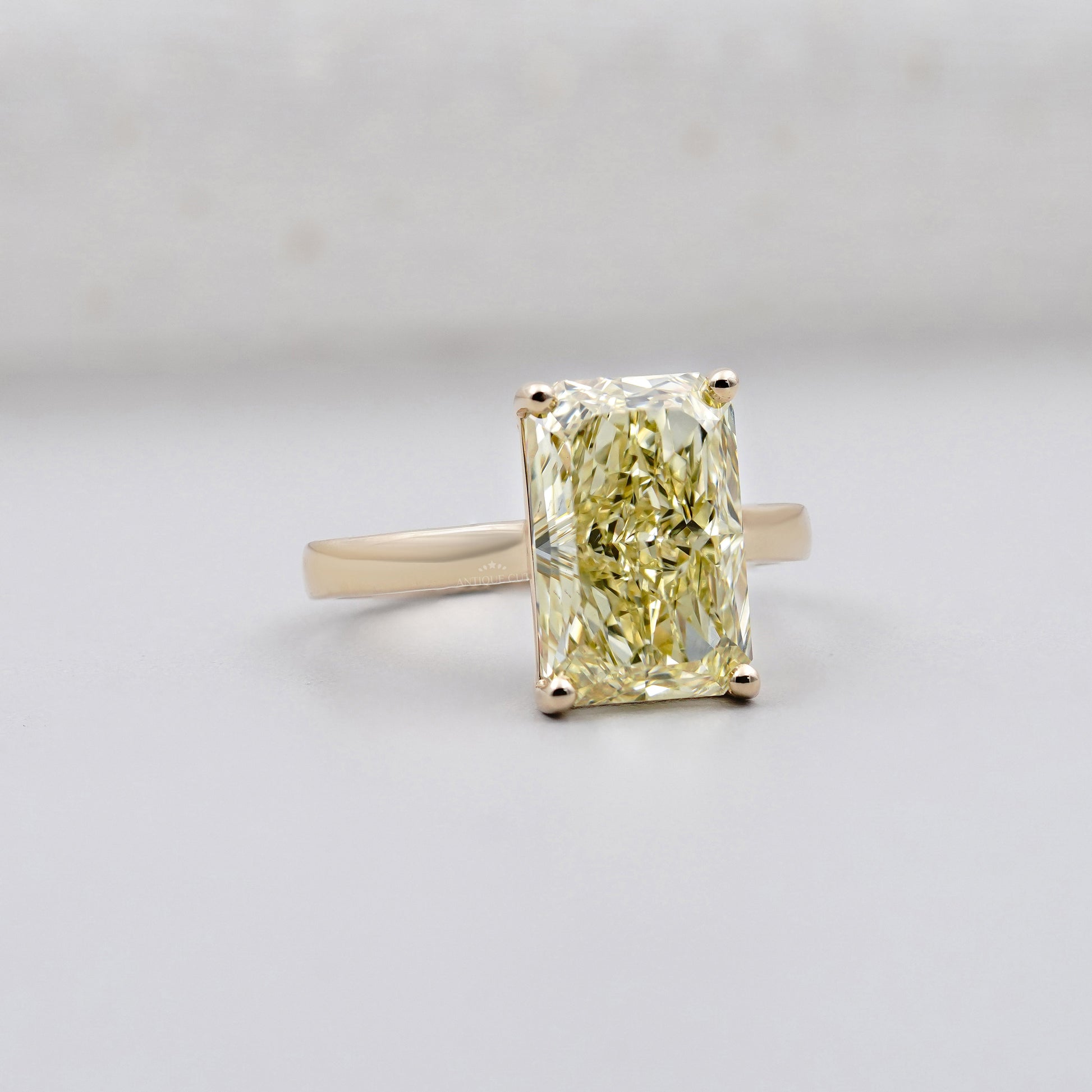 4.50ct Yellow Radiant Cut Solitaire Engagement Ring | Fancy Yellow Diamond Ring | Gold Radiant Engagement Ring | Classic Statement Ring