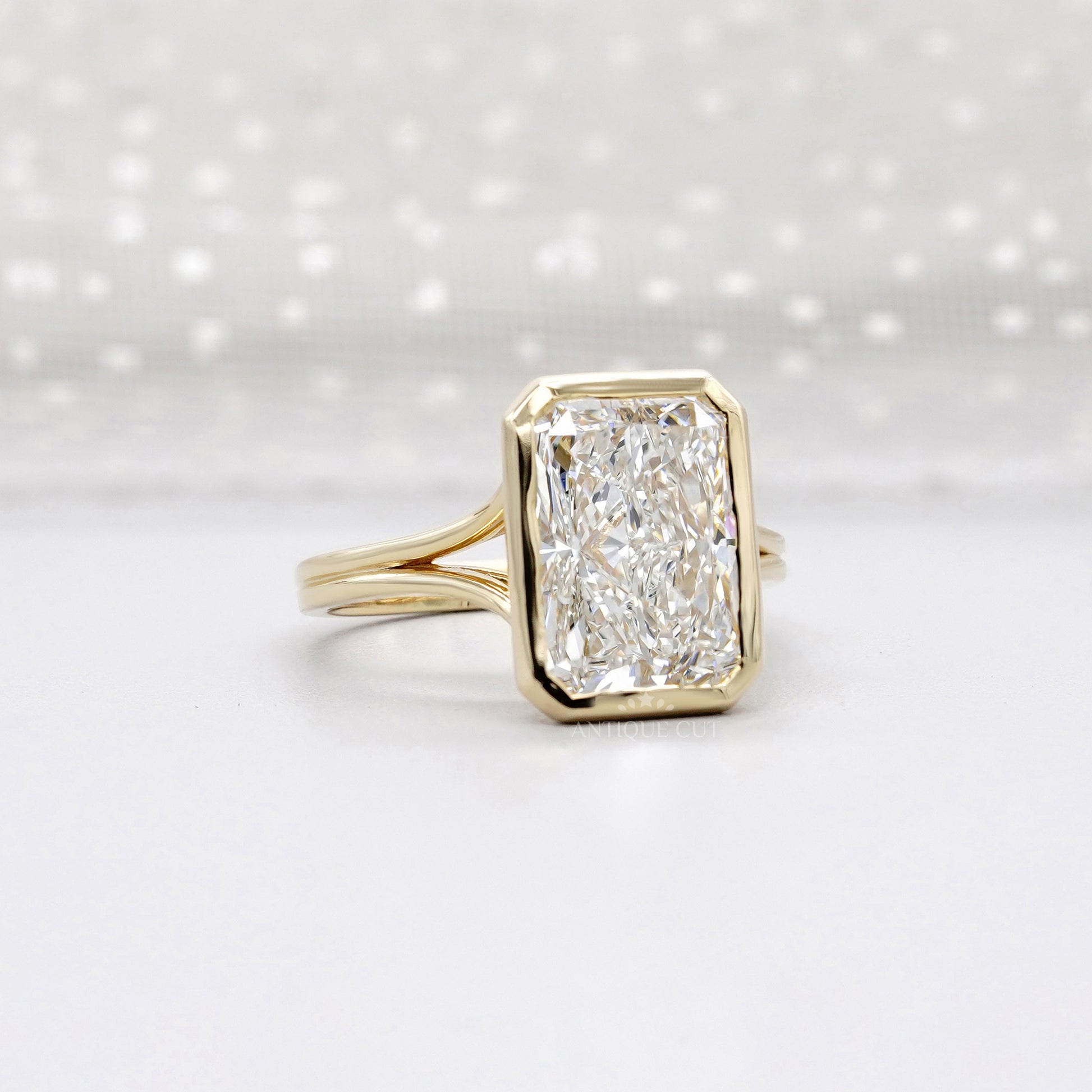 Radiant 5.00ct Lab-Grown Diamond Bezel Set Engagement Ring | IGI Certified