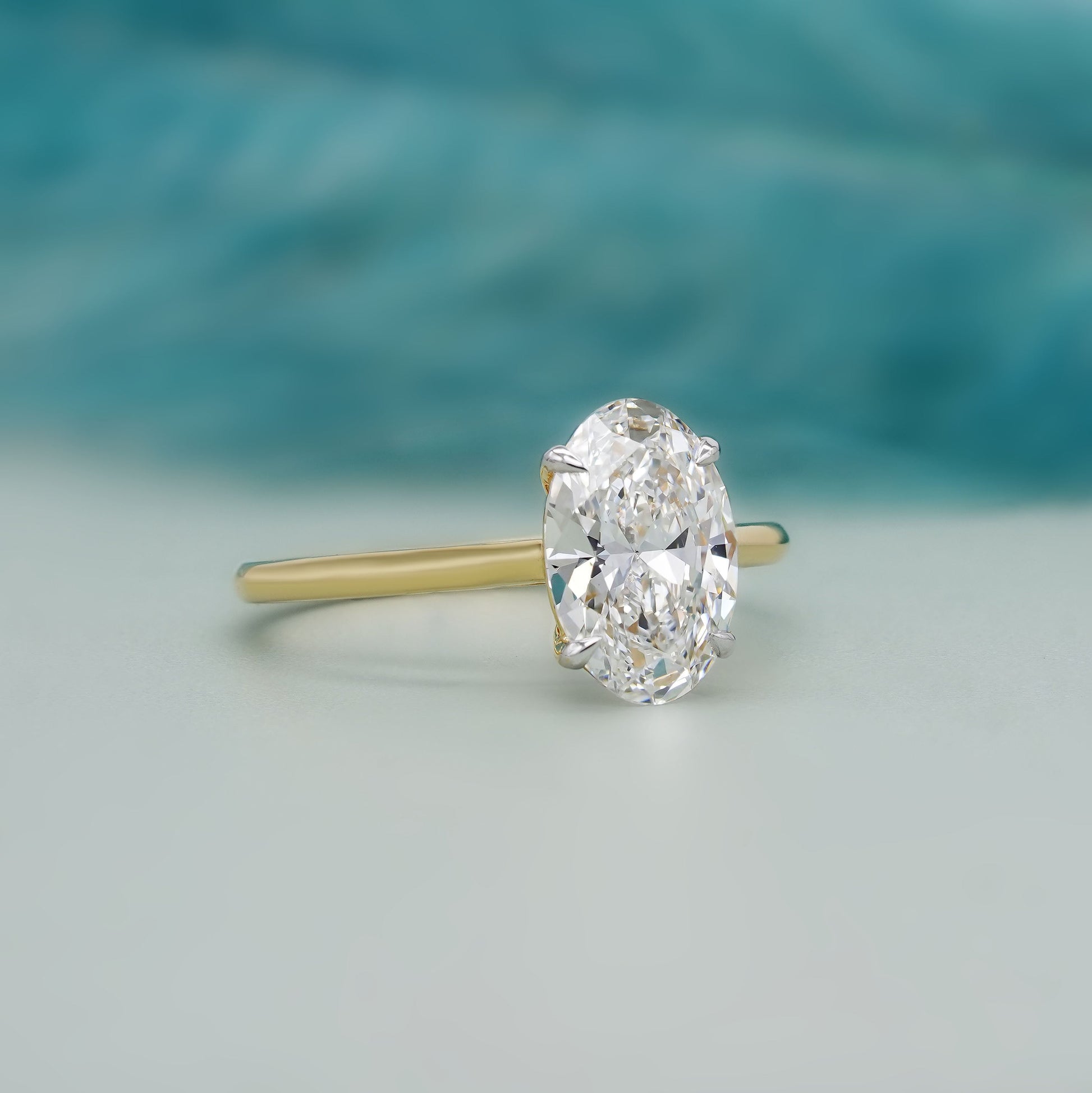Oval Cut 2.00ct Lab Grown Diamond Solitaire | Two-Tone Gold Engagement Ring | VVS-VS Clarity | IGI Certified | D-E-F Color