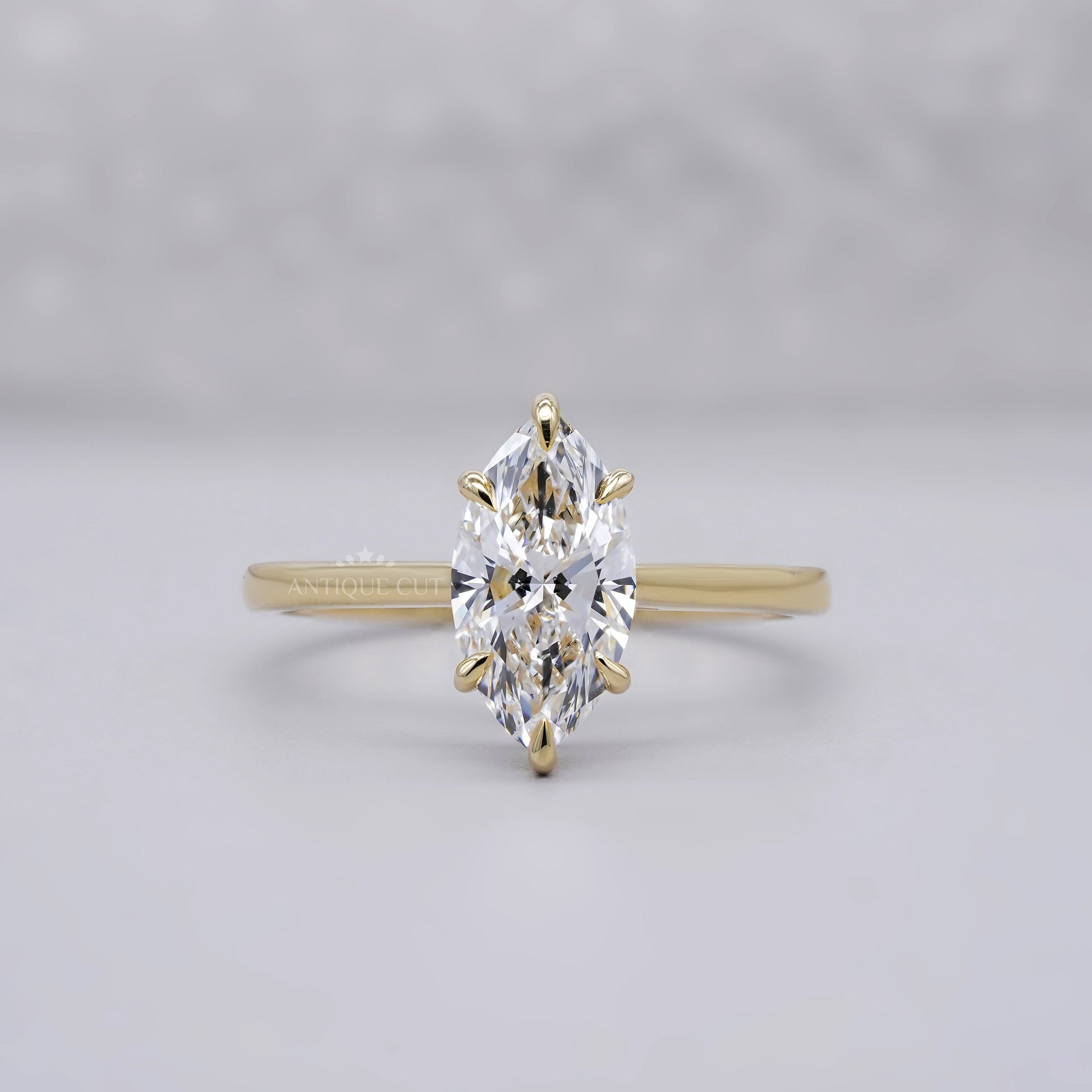 2.00ct Marquise Lab Diamond Engagement Ring in Yellow Gold | Minimalist Solitaire