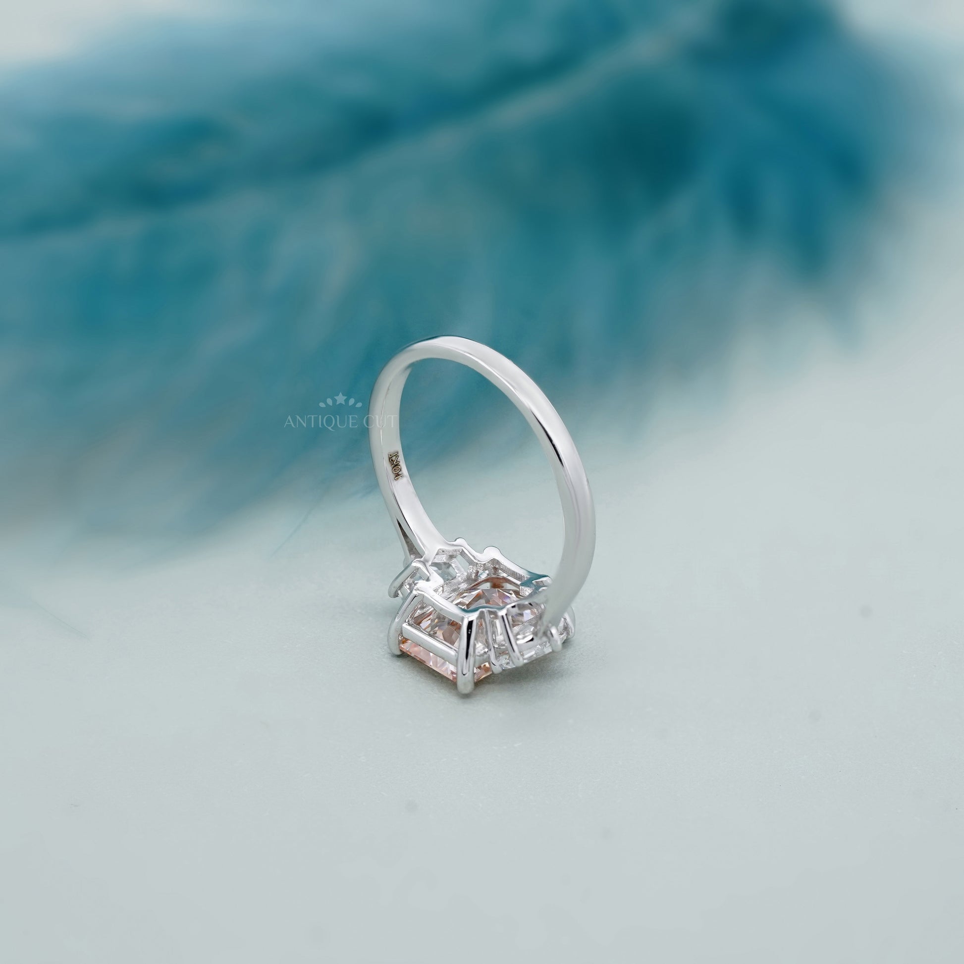 Radiant 3.60tcw Fancy Orange Lab Diamond Ring | IGI Certified | Three Stone White Gold