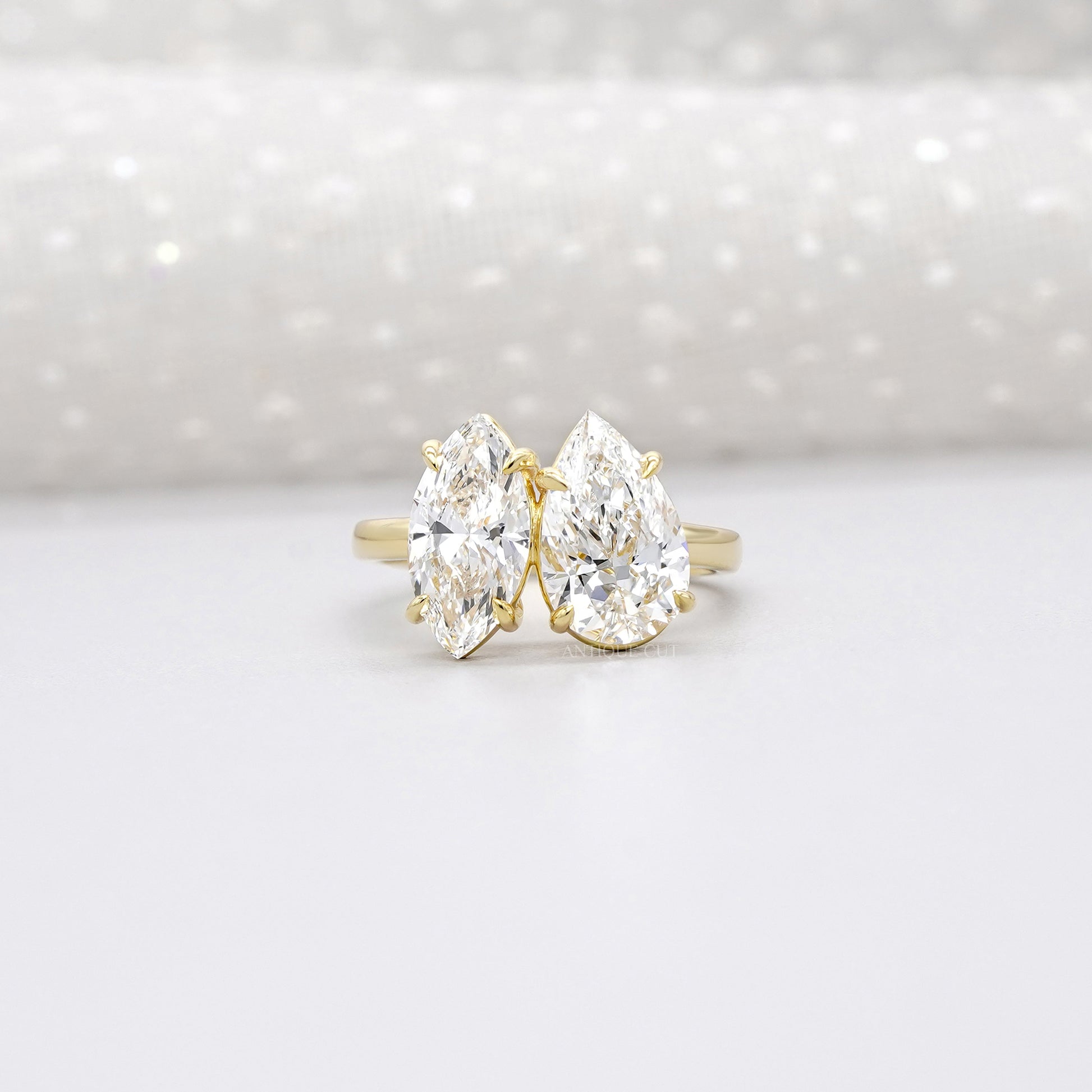 Pear & Marquise Toi et Moi Engagement Ring | 2.40tcw Lab-Grown Diamond Ring | 14k Yellow Gold | IGI Certified