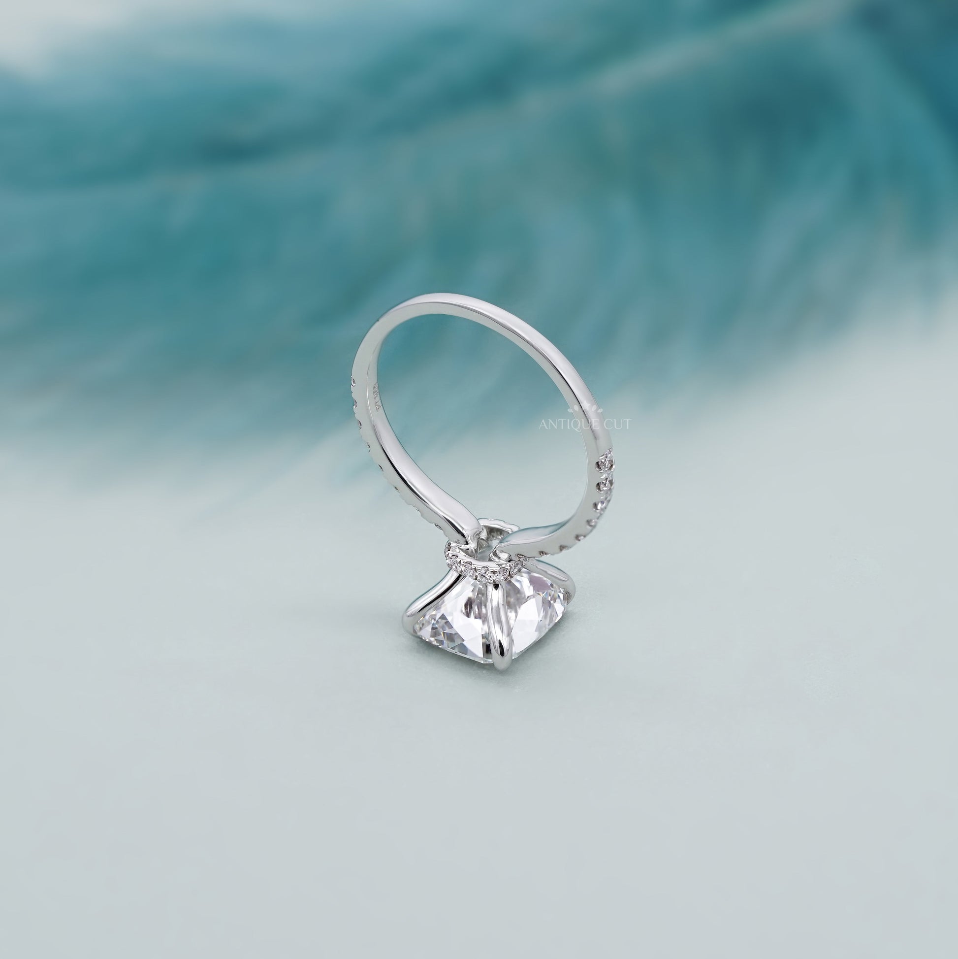 Cushion 4.90tcw Lab Diamond Engagement Ring | Pavé Band | IGI Certified | White Gold