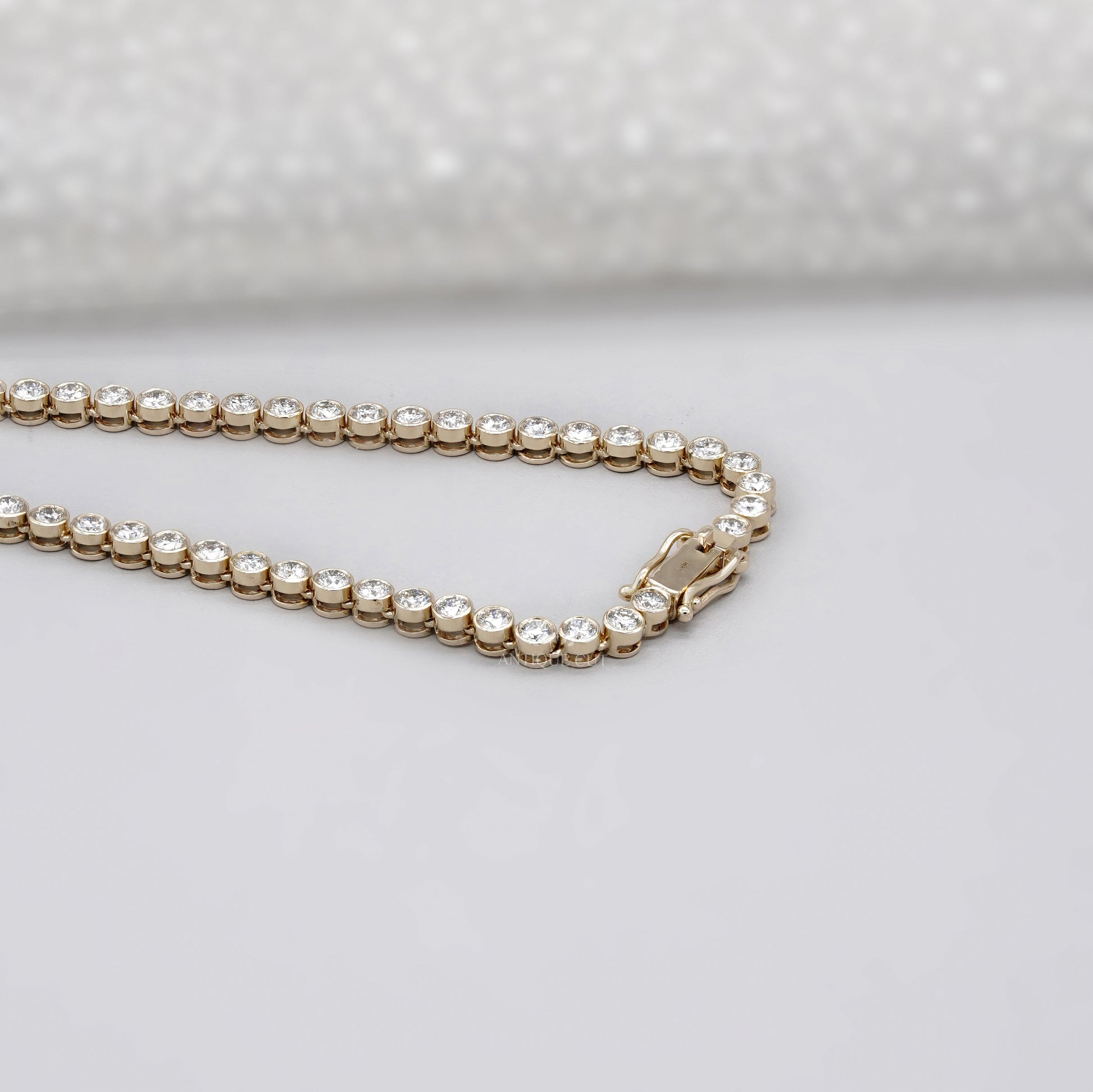 7.6ct Lab Grown Diamond Bezel Tennis Necklace | D-E-F Color, VVS–VS Clarity | 14K Yellow Gold | IGI Certified