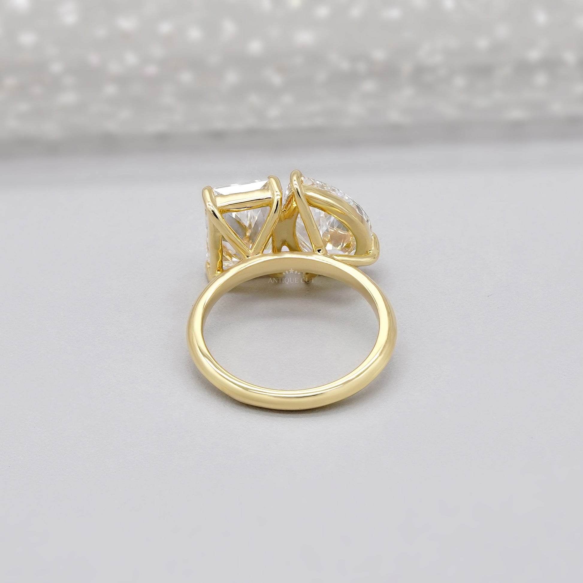 Pear & Radiant 5.30tcw Lab Grown Diamond Toi et Moi Engagement Ring | Yellow Gold | IGI Certified