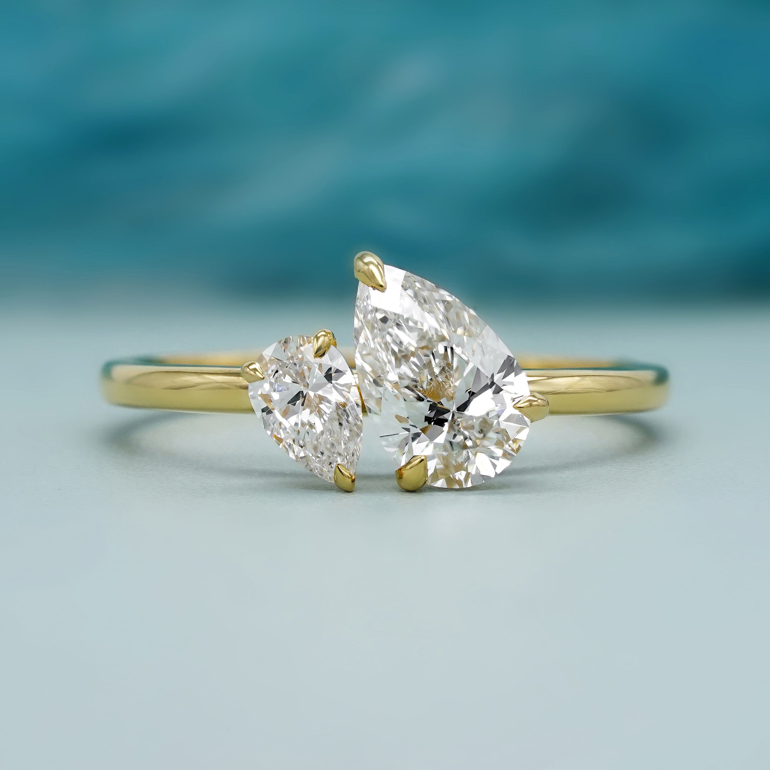 Twice Pear 1.65tcw Lab Grown Diamond Toi Et Moi Ring | IGI Certified