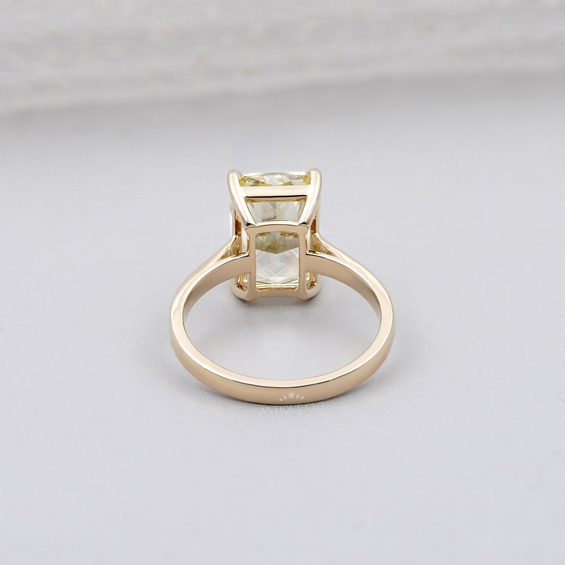 4.50ct Yellow Radiant Cut Solitaire Engagement Ring | Fancy Yellow Diamond Ring | Gold Radiant Engagement Ring | Classic Statement Ring