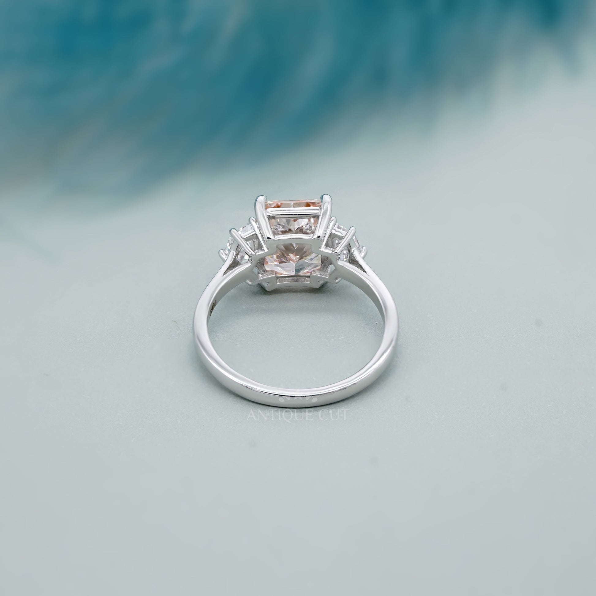 Radiant 3.60tcw Fancy Orange Lab Diamond Ring | IGI Certified | Three Stone White Gold