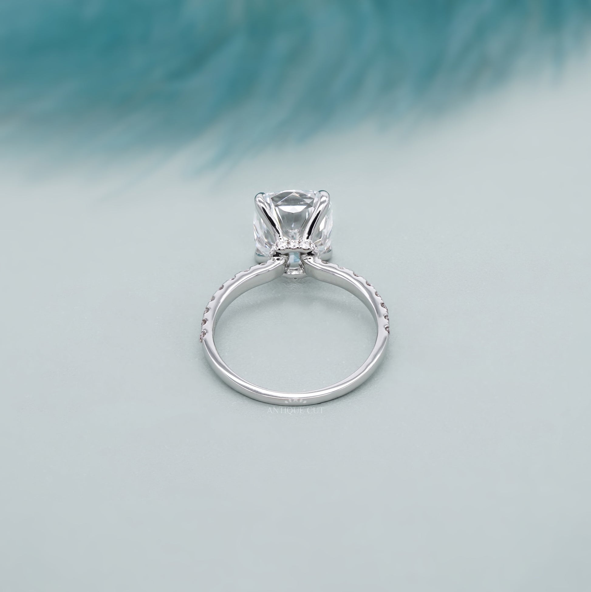 Cushion 4.90tcw Lab Diamond Engagement Ring | Pavé Band | IGI Certified | White Gold