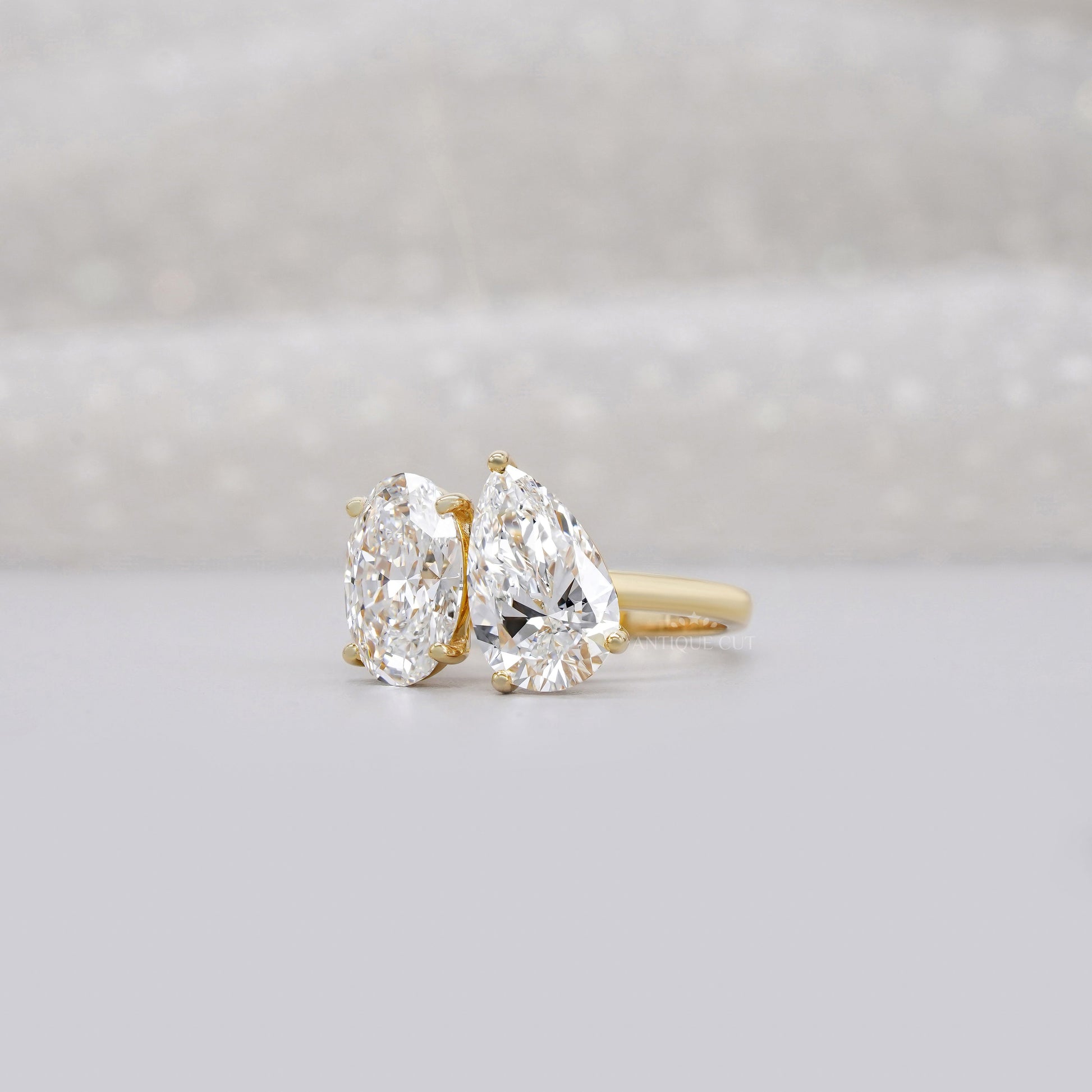 Oval and Pear 4.00tcw Lab Diamond Toi Et Moi Engagement Ring | IGI Certified | Modern Setting