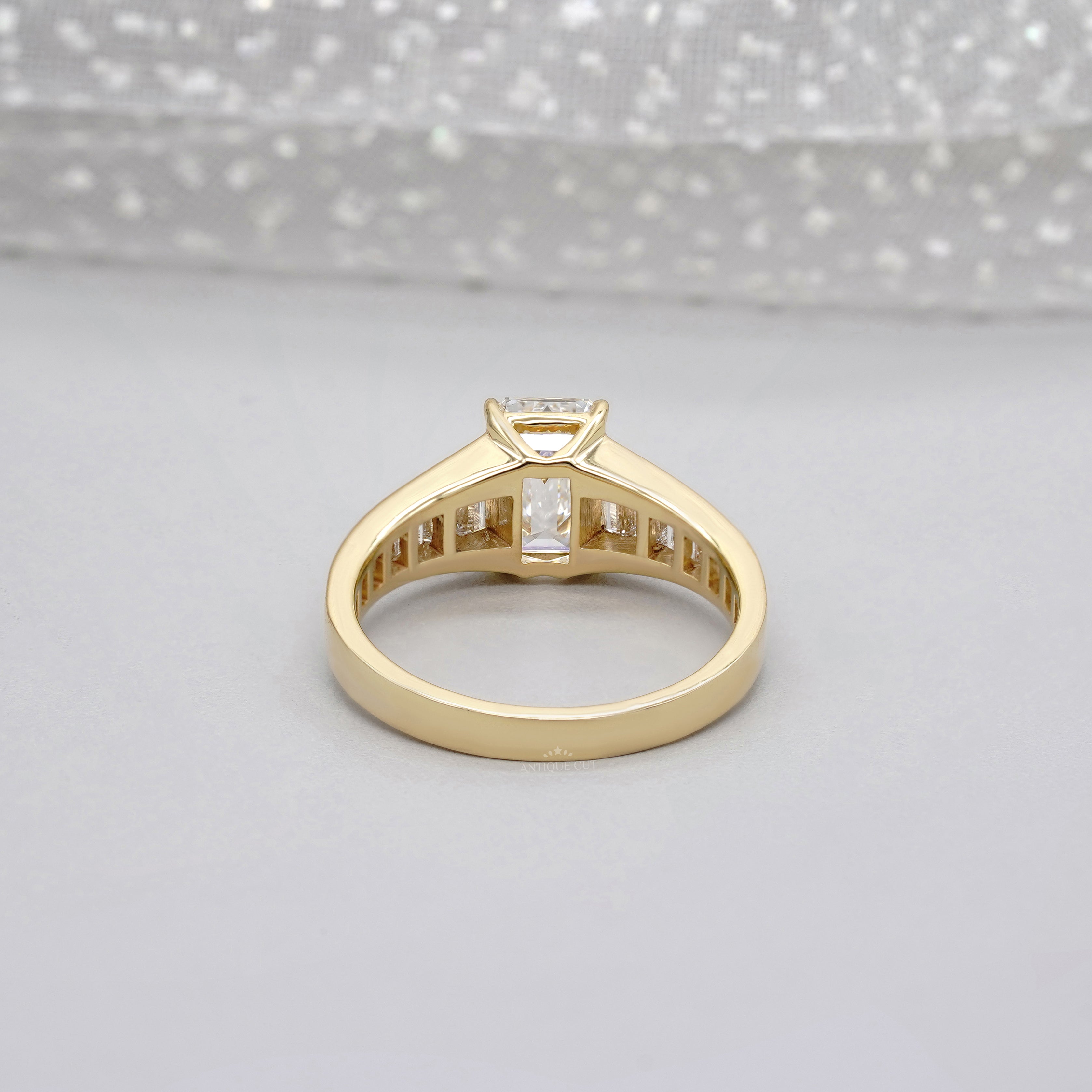 Emerald 3.70tcw Lab Diamond Ring with Baguette Sides | IGI Certified