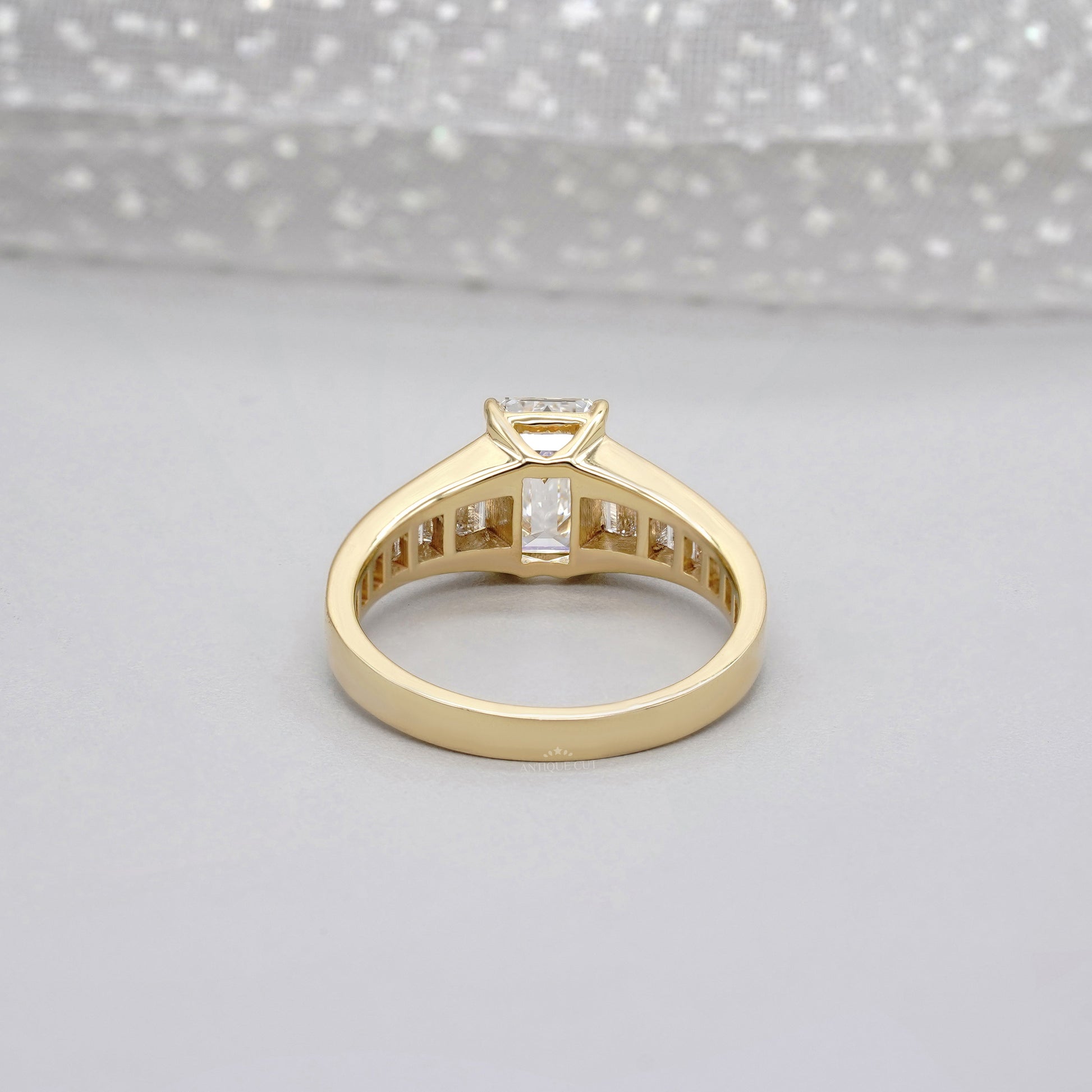 Emerald 3.70tcw Lab Diamond Ring with Baguette Sides | IGI Certified