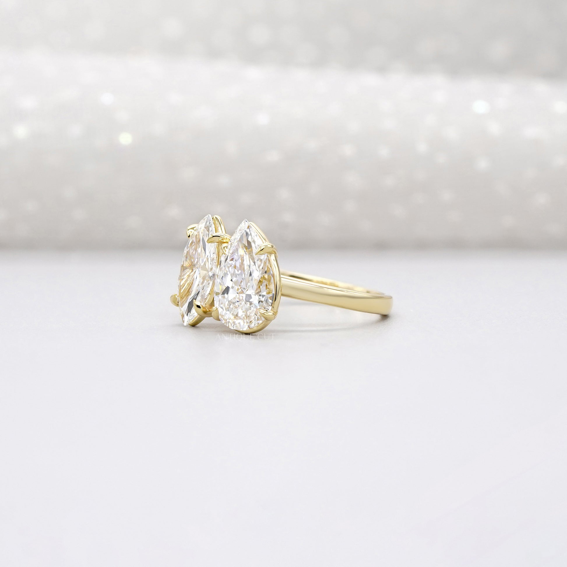Pear & Marquise Toi et Moi Engagement Ring | 2.40tcw Lab-Grown Diamond Ring | 14k Yellow Gold | IGI Certified