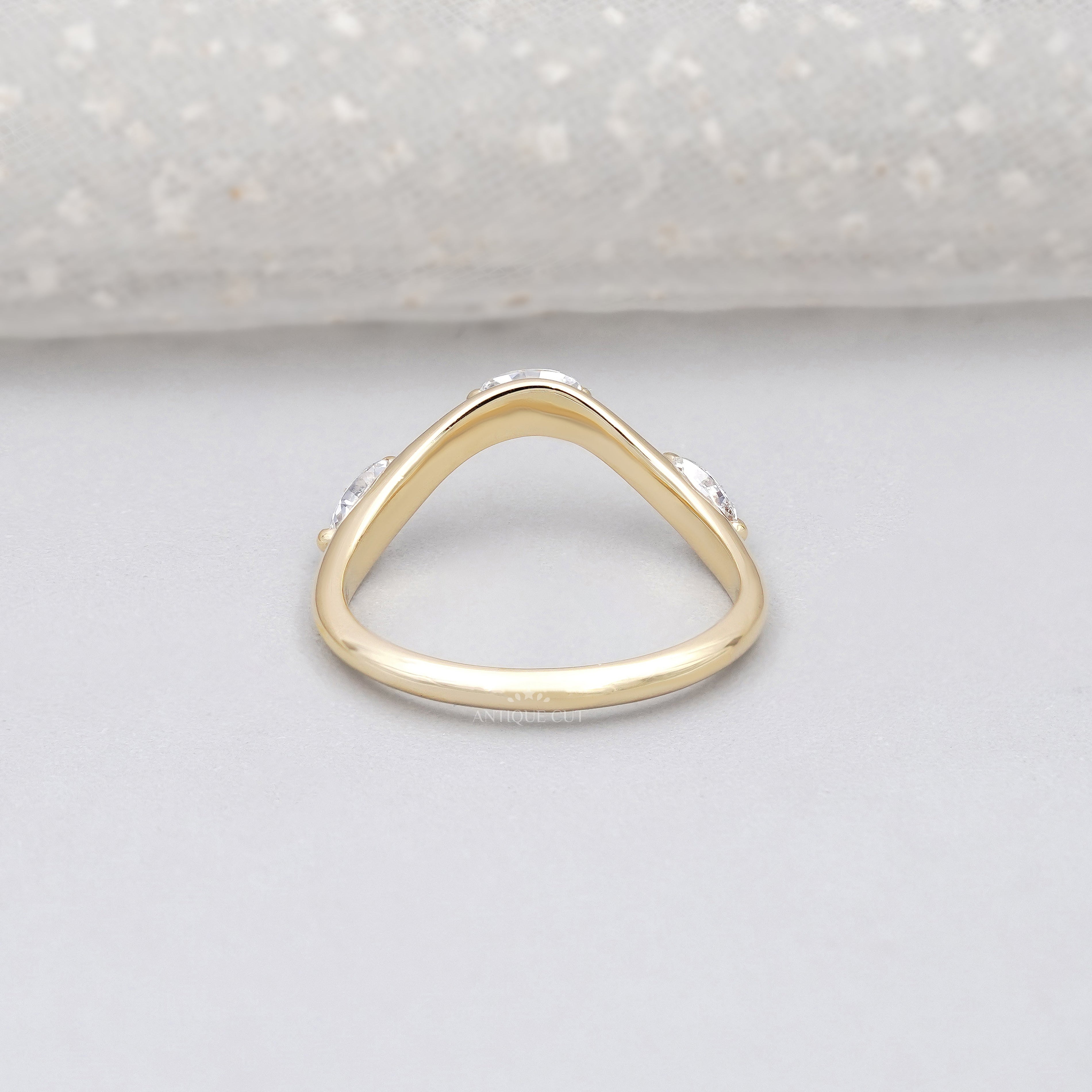 Marquise 0.33tcw Lab Grown Diamond Curved Wedding Band | Chevron Contour Ring | EF Color | VS Clarity