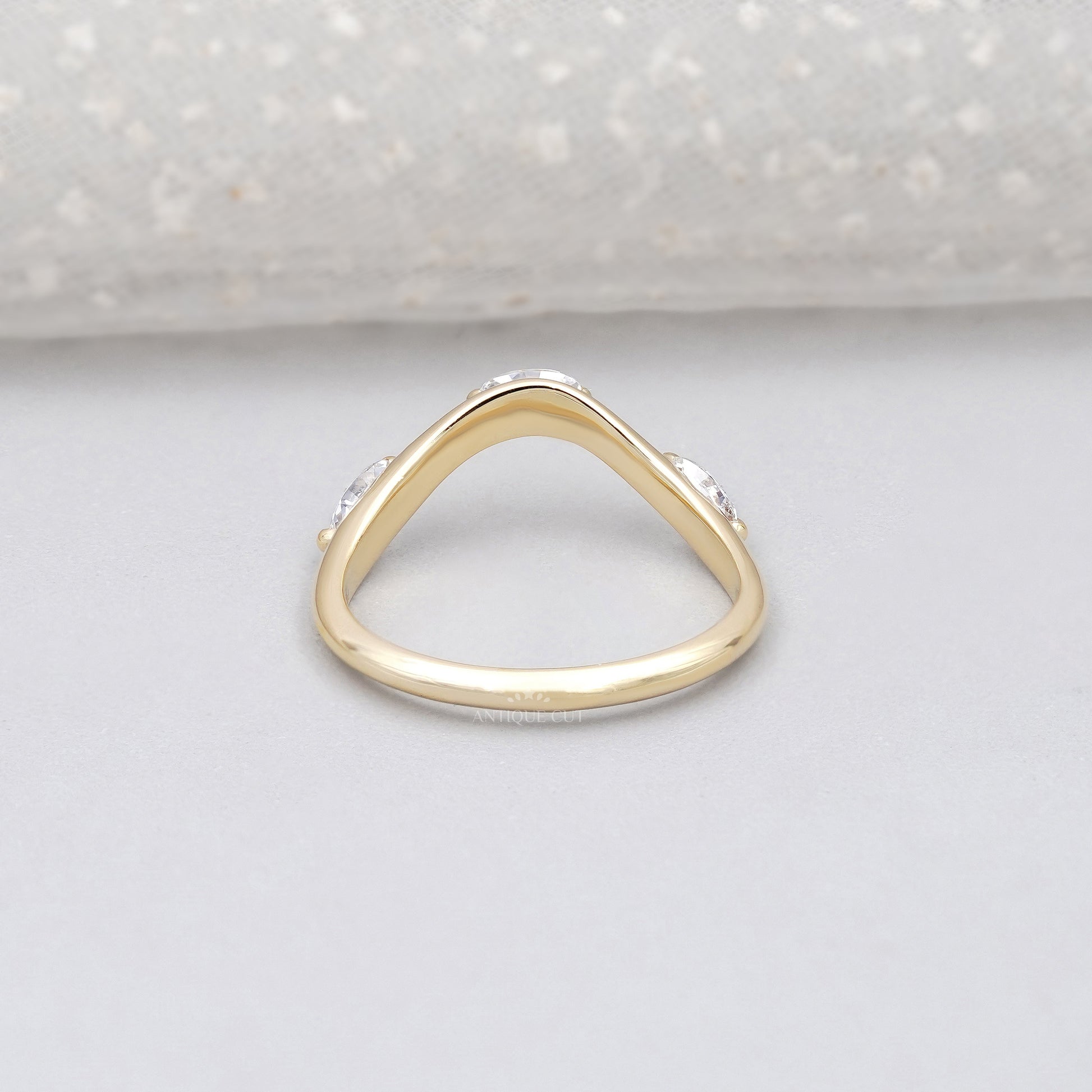 Marquise 0.33tcw Lab Grown Diamond Curved Wedding Band | Chevron Contour Ring | EF Color | VS Clarity