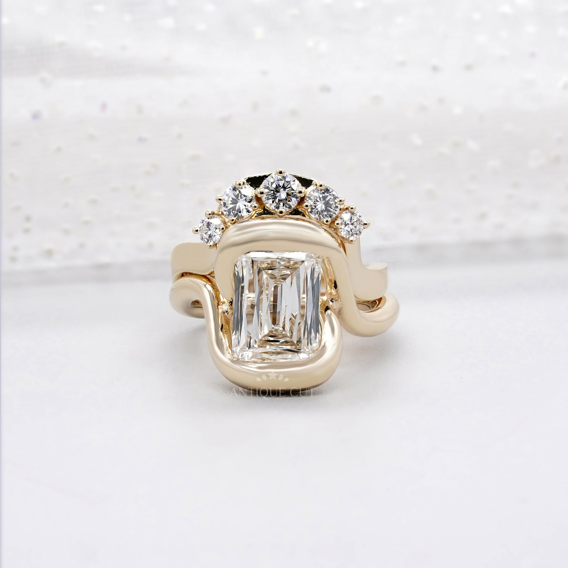 Emerald 6.70tcw Lab Grown Diamond Criss-Cut Engagement Ring | IGI Certified