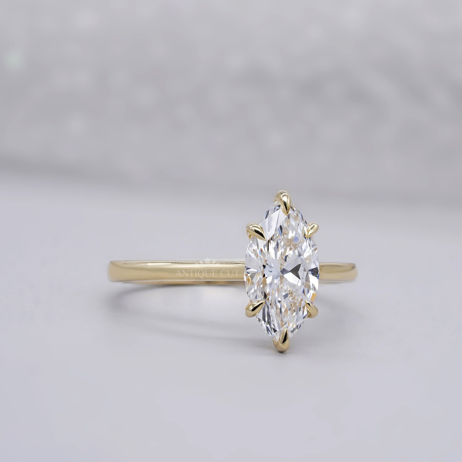 2.00ct Marquise Lab Diamond Engagement Ring in Yellow Gold | Minimalist Solitaire