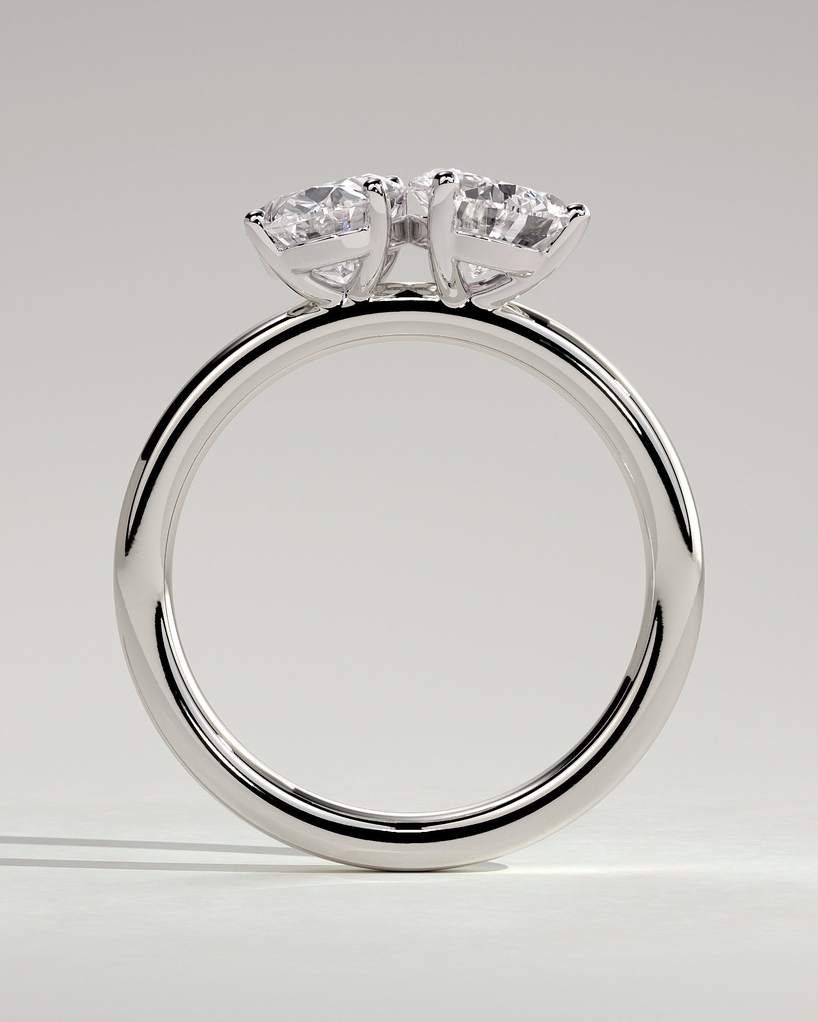 White :: close up 1.5ct pear and oval lab grown diamond toi et moi ring white gold brilliant contrast