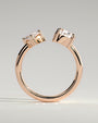 Rose :: close sparkle 1.15ct marquise and pear lab diamond toi et moi ring rose gold warm tone