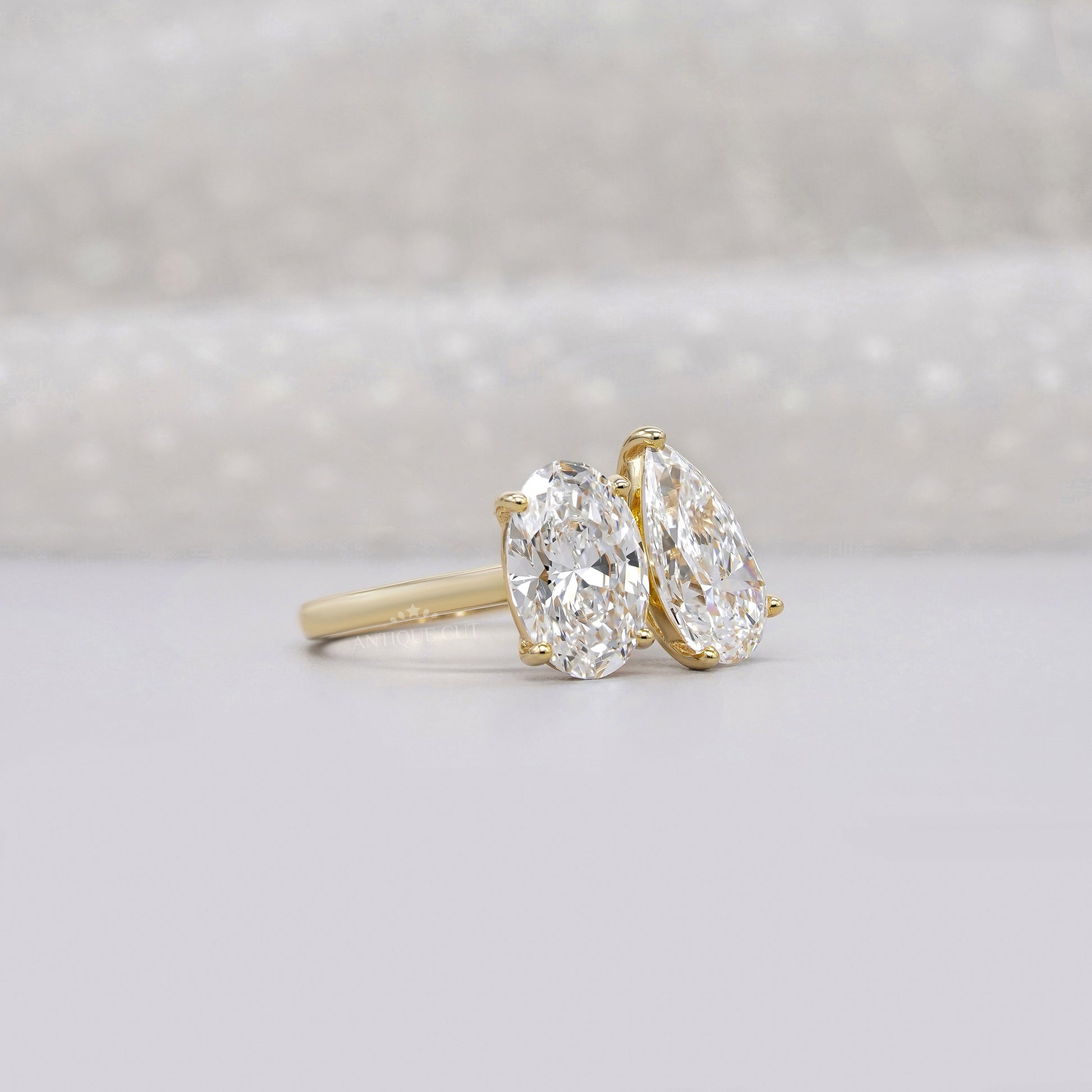 Oval and Pear 4.00tcw Lab Diamond Toi Et Moi Engagement Ring | IGI Certified | Modern Setting
