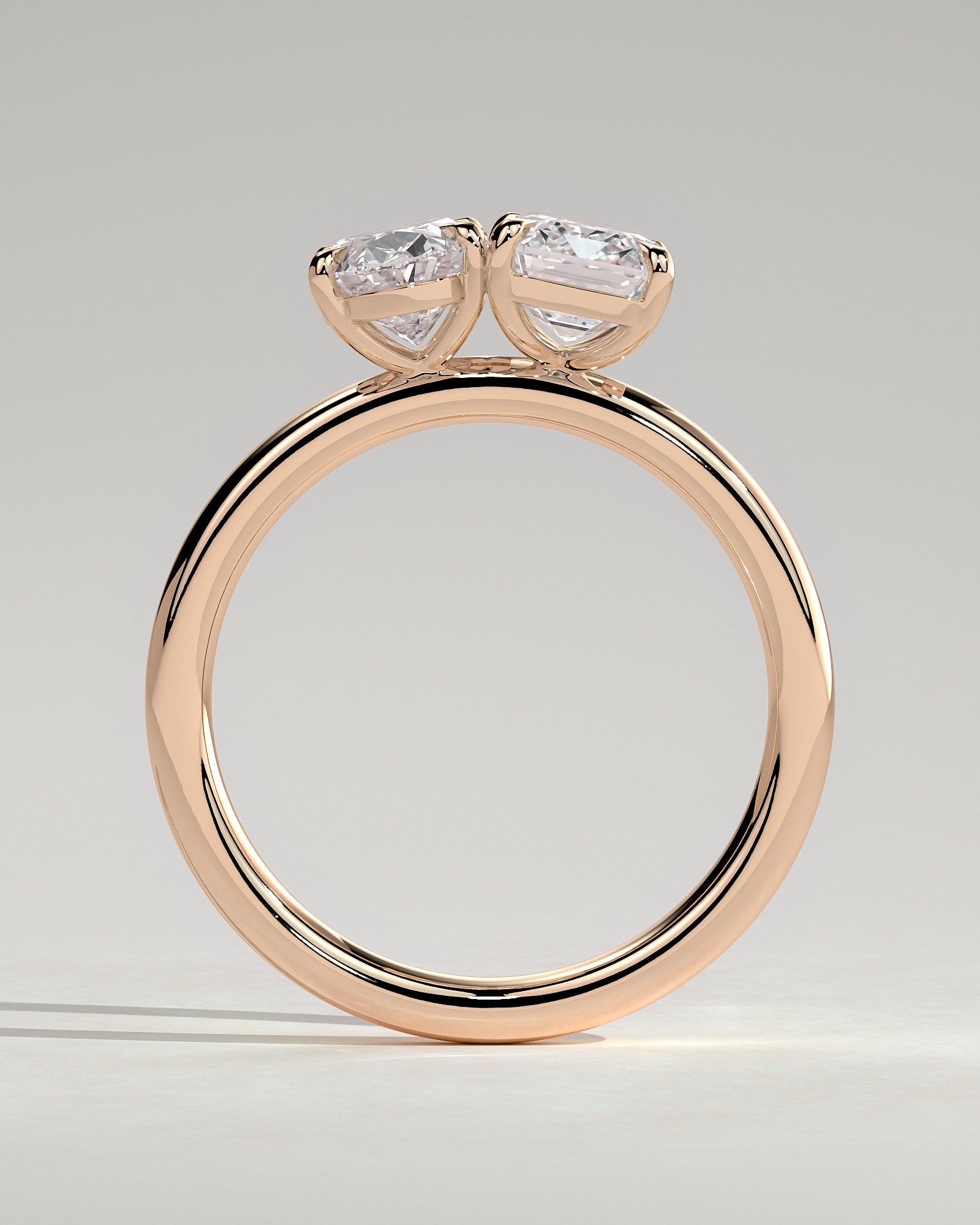 Rose :: elegant oval and emerald lab grown diamond engagement ring rose gold romantic ring