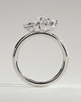 White :: close up 0.5ct and 1.25ct pear lab grown diamond toi et moi ring white gold asymmetrical sparkle