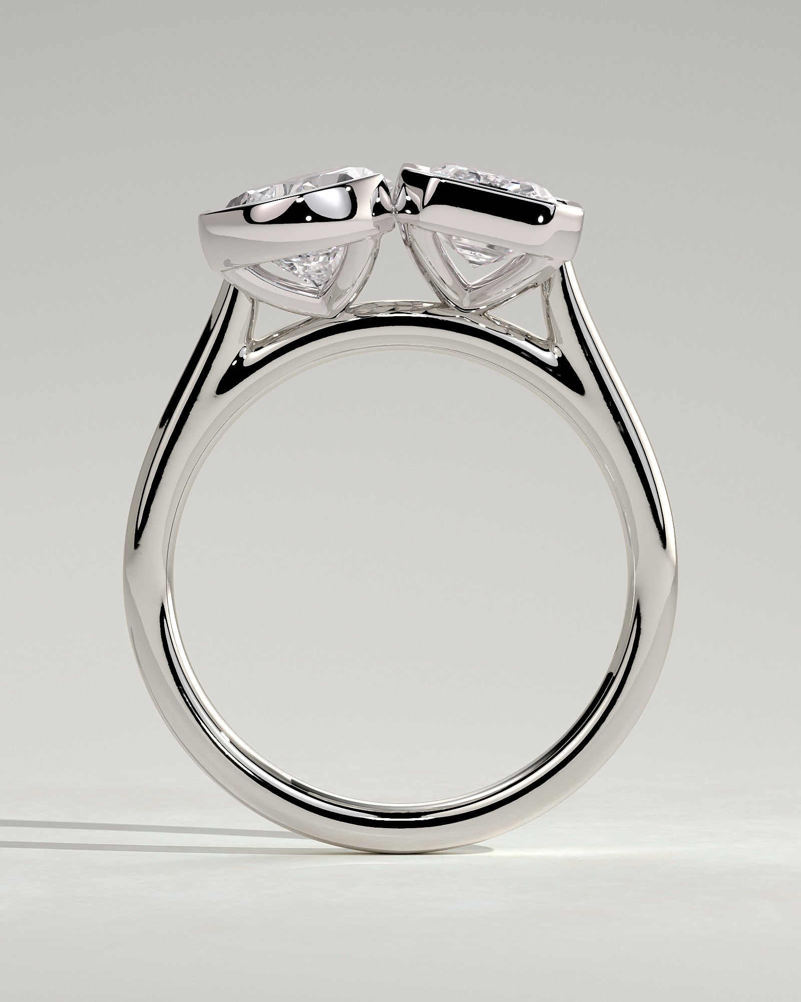 White :: close up 3.3ct pear and emerald lab grown diamond toi et moi ring white gold bold brilliance