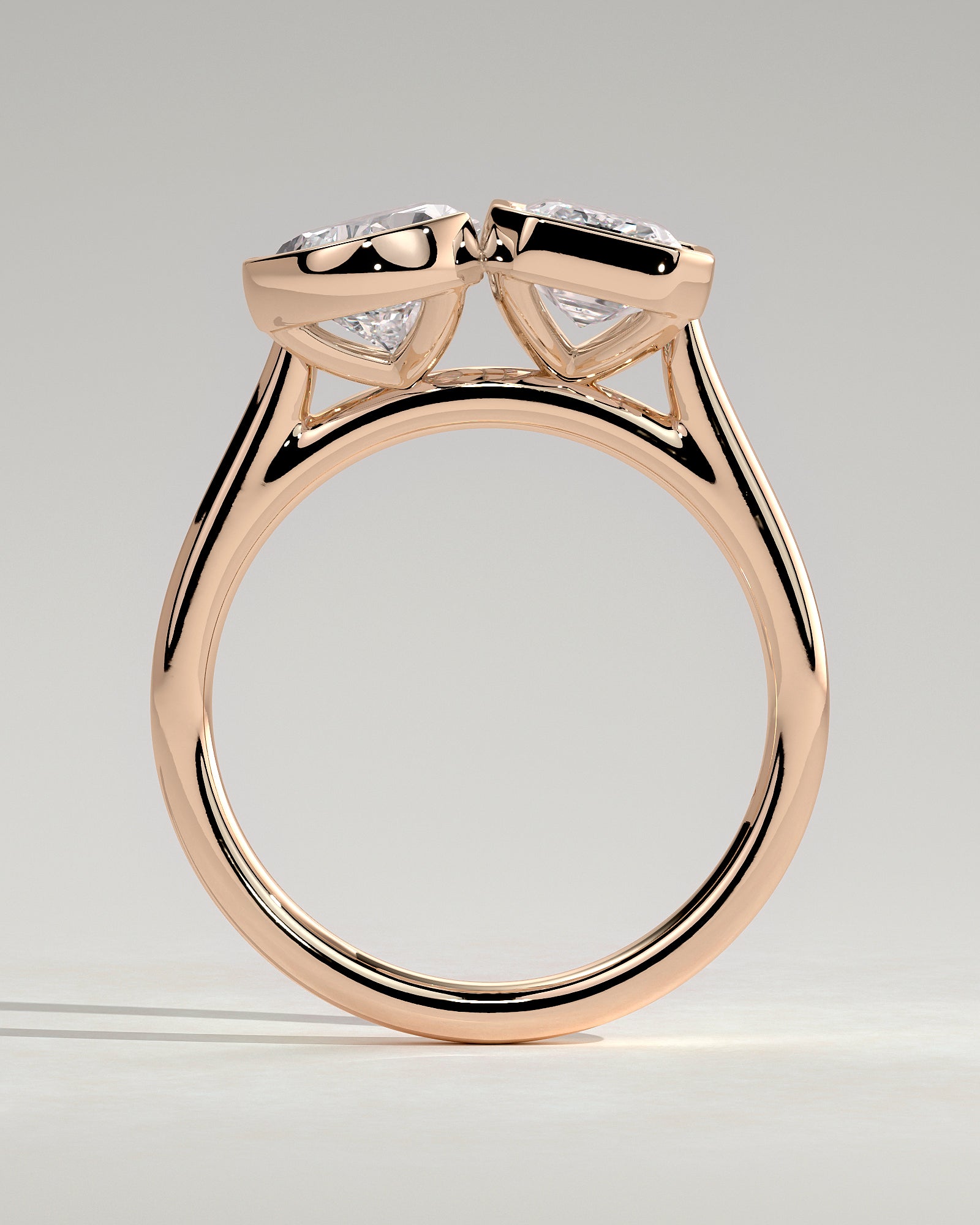 Rose :: close sparkle 3.3ct pear and emerald lab diamond toi et moi ring rose gold bold brilliance
