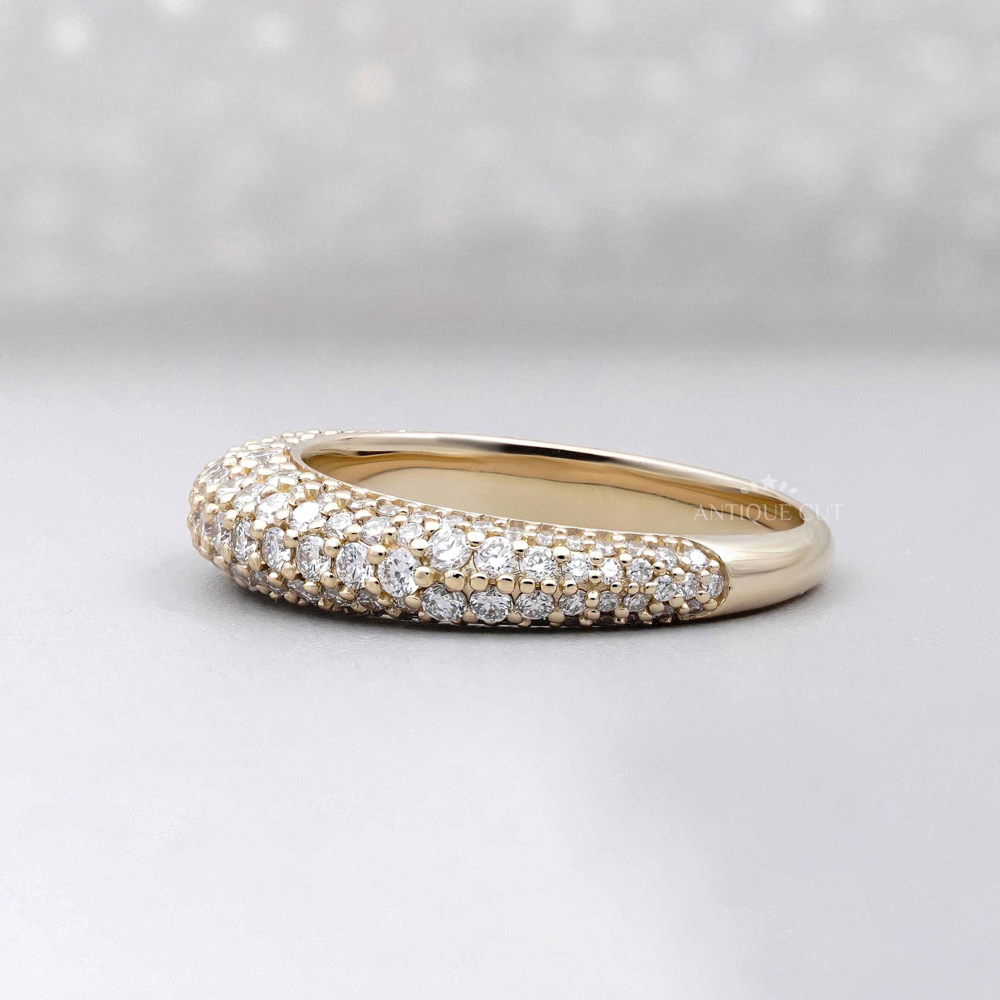 1.50tcw Diamond Pave Band | Solid Gold | Three-Row Round Diamonds | Classic Wedding or Anniversary Ring