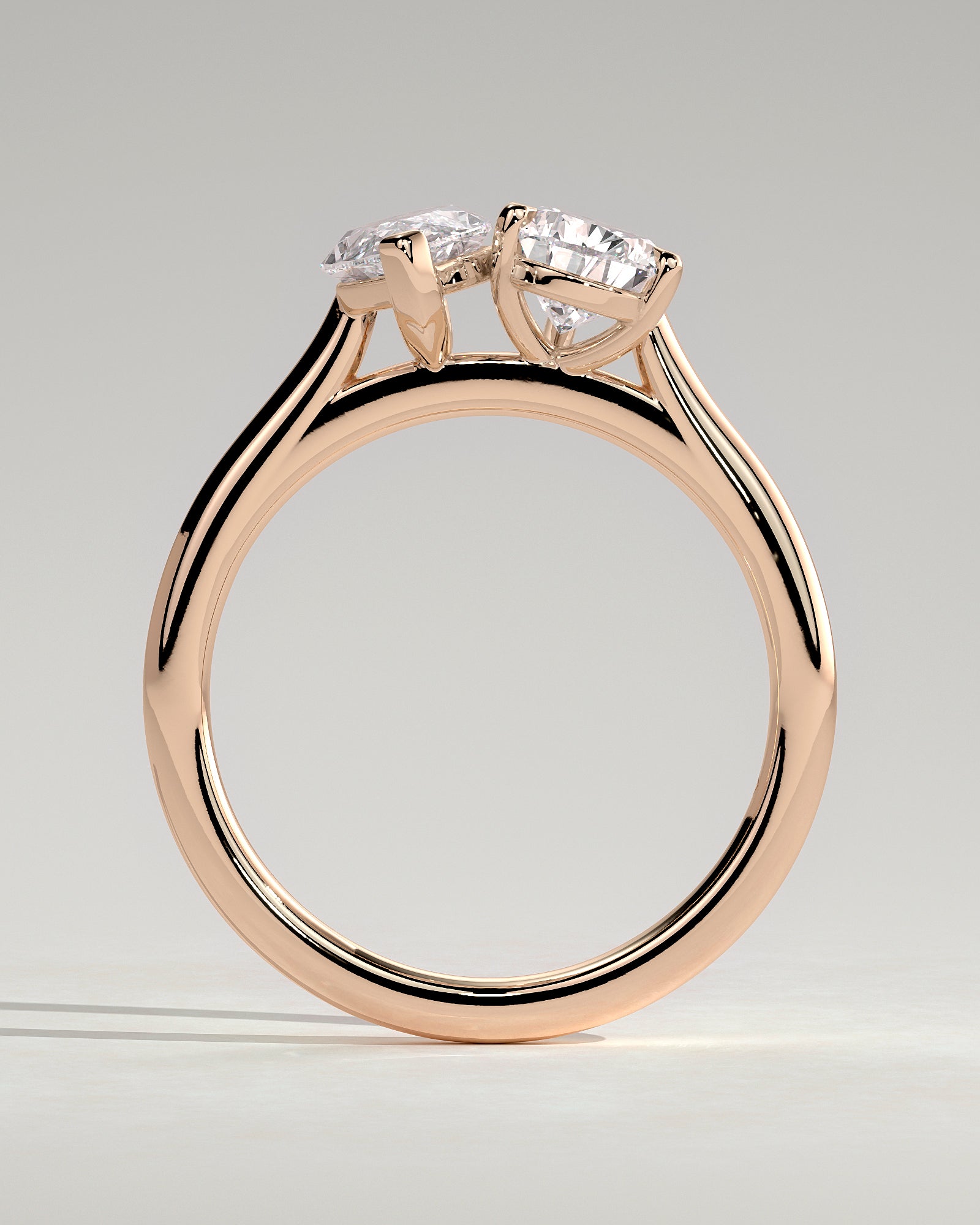 Rose :: close sparkle 1.8ct pear and marquise lab diamond toi et moi ring rose gold warm tone