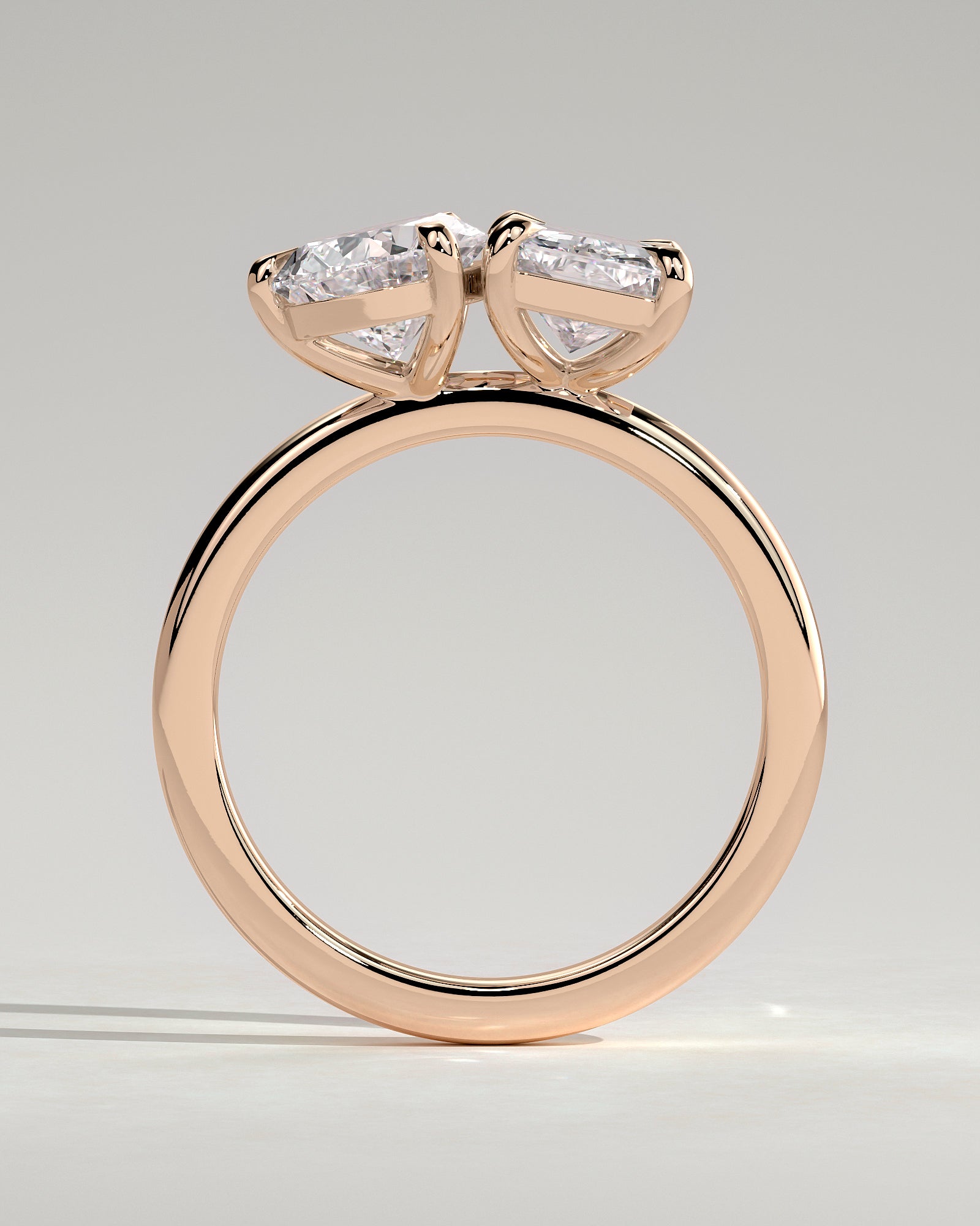 Rose :: close sparkle 1.5ct pear and radiant lab diamond toi et moi ring rose gold warm tone