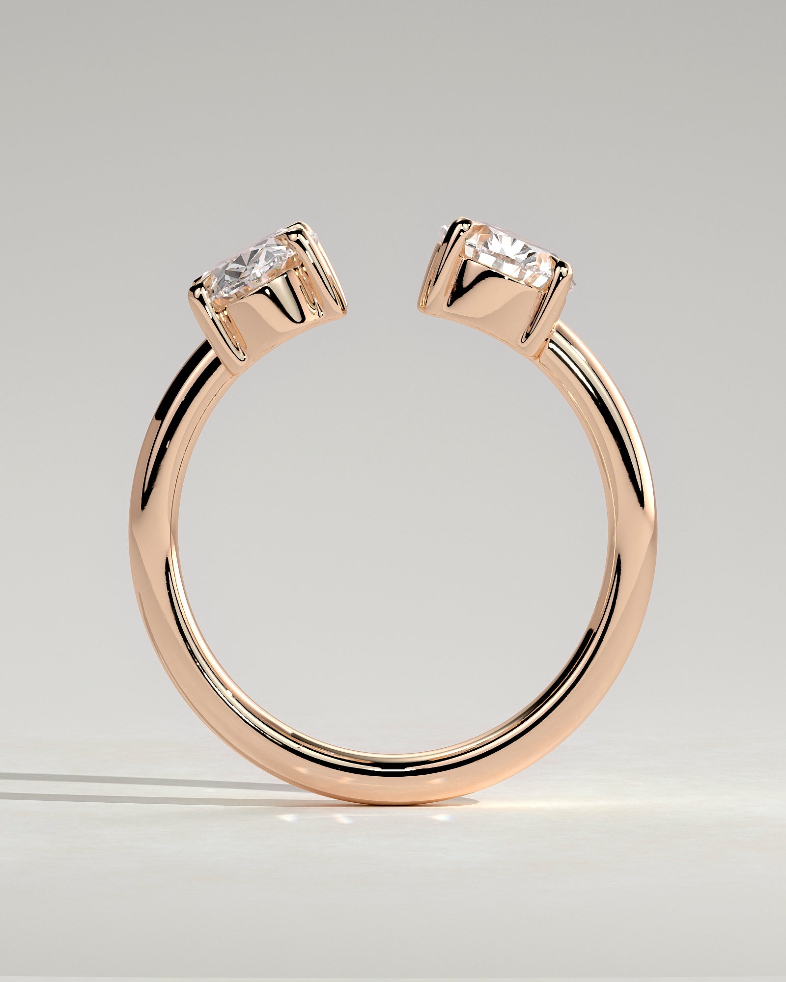 Rose :: close sparkle oval and pear lab diamond toi et moi ring rose gold warm tone