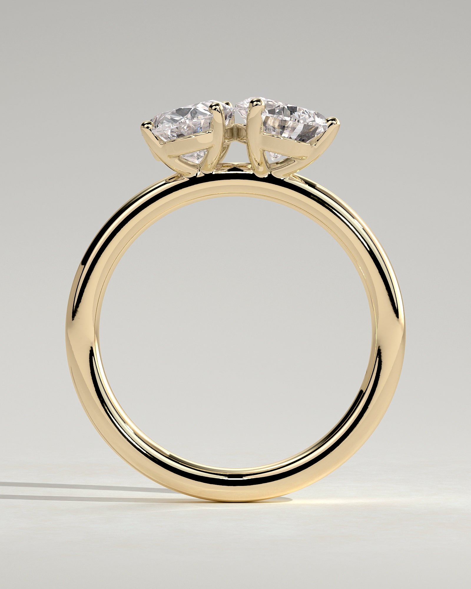Yellow :: designer 1.5ct pear and oval lab grown diamond toi et moi ring yellow gold bold statement