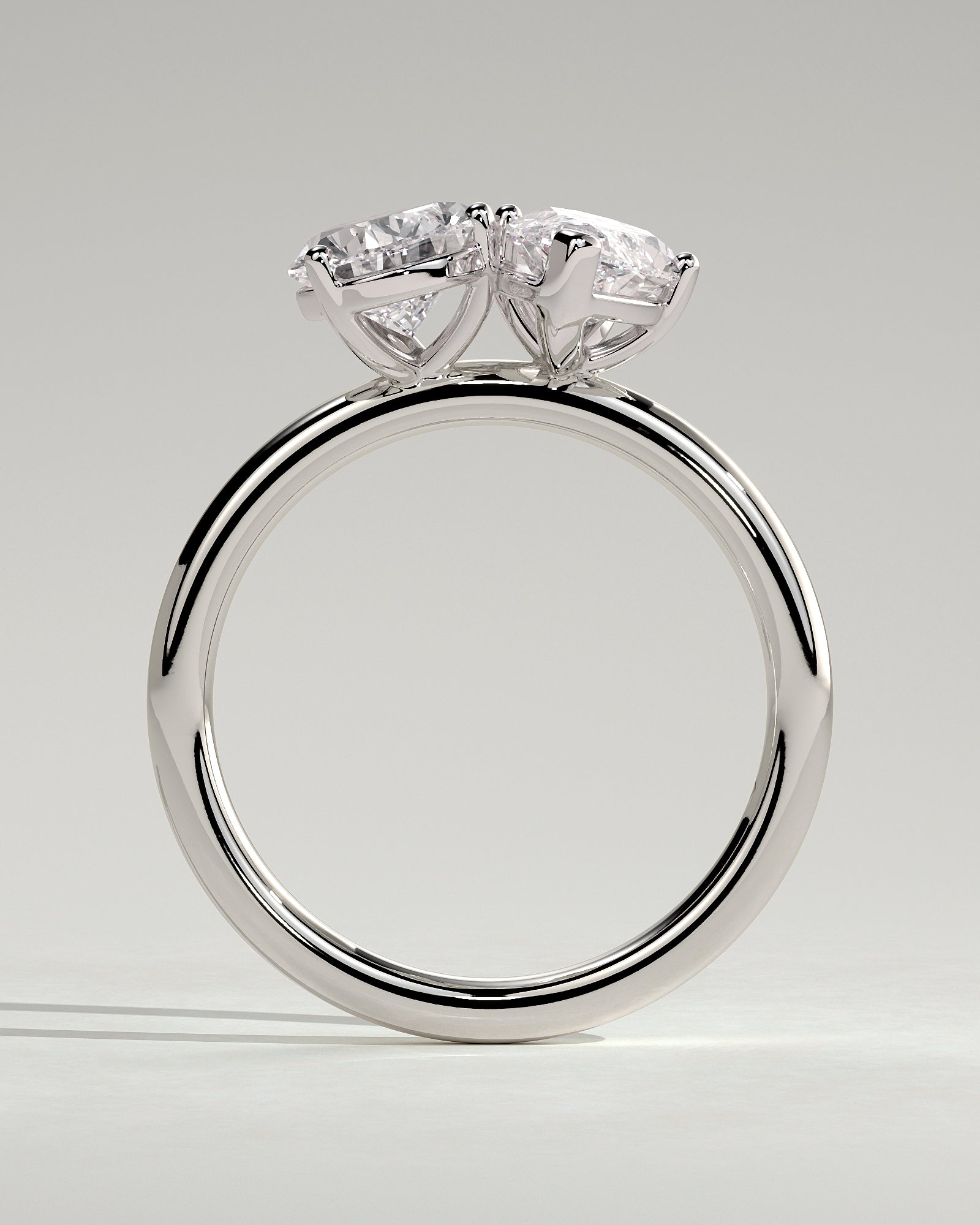 White :: close up 1.8ct pear and marquise lab grown diamond toi et moi ring white gold brilliant contrast