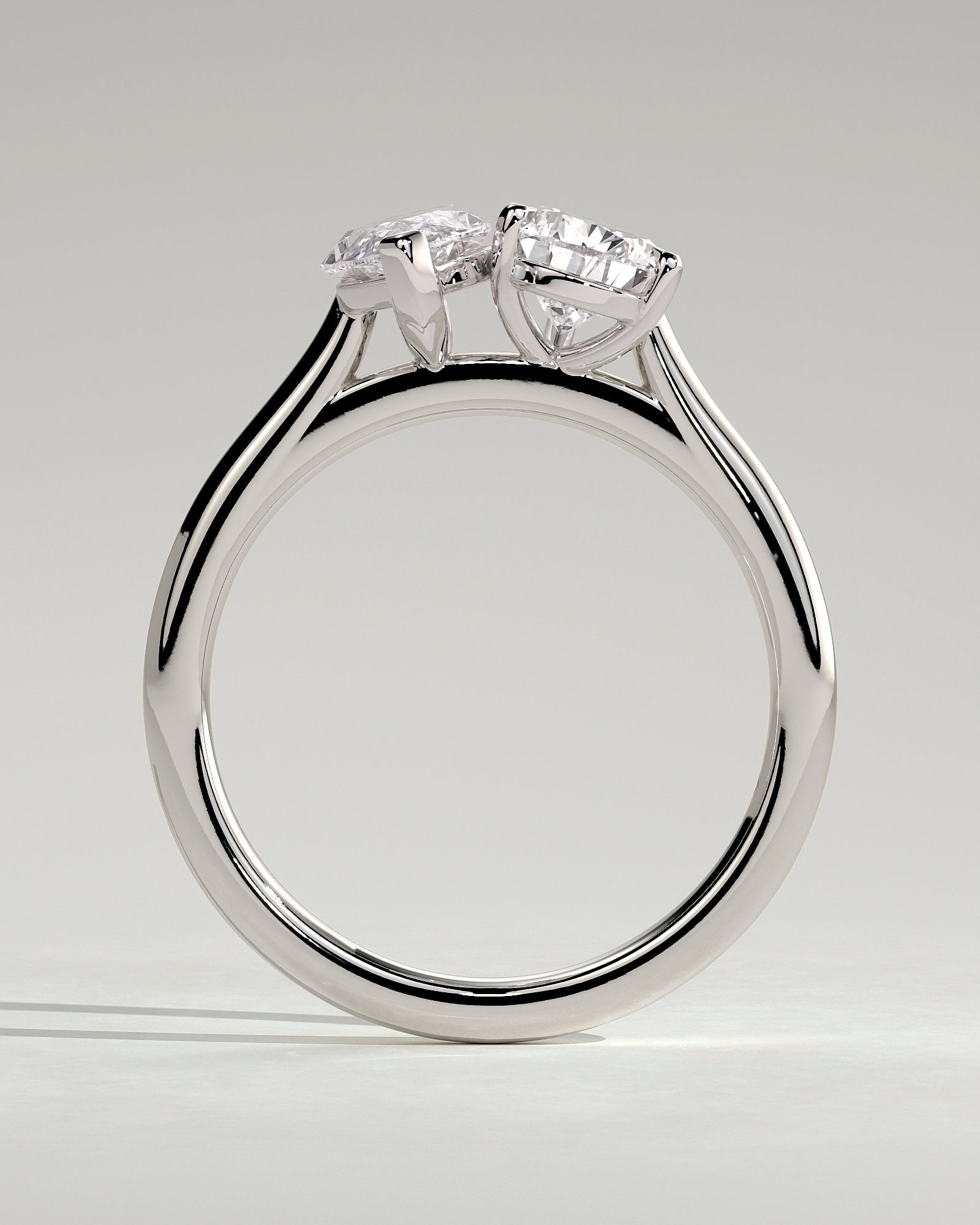 White :: close up 1.8ct pear and marquise lab grown diamond toi et moi ring white gold brilliant contrast